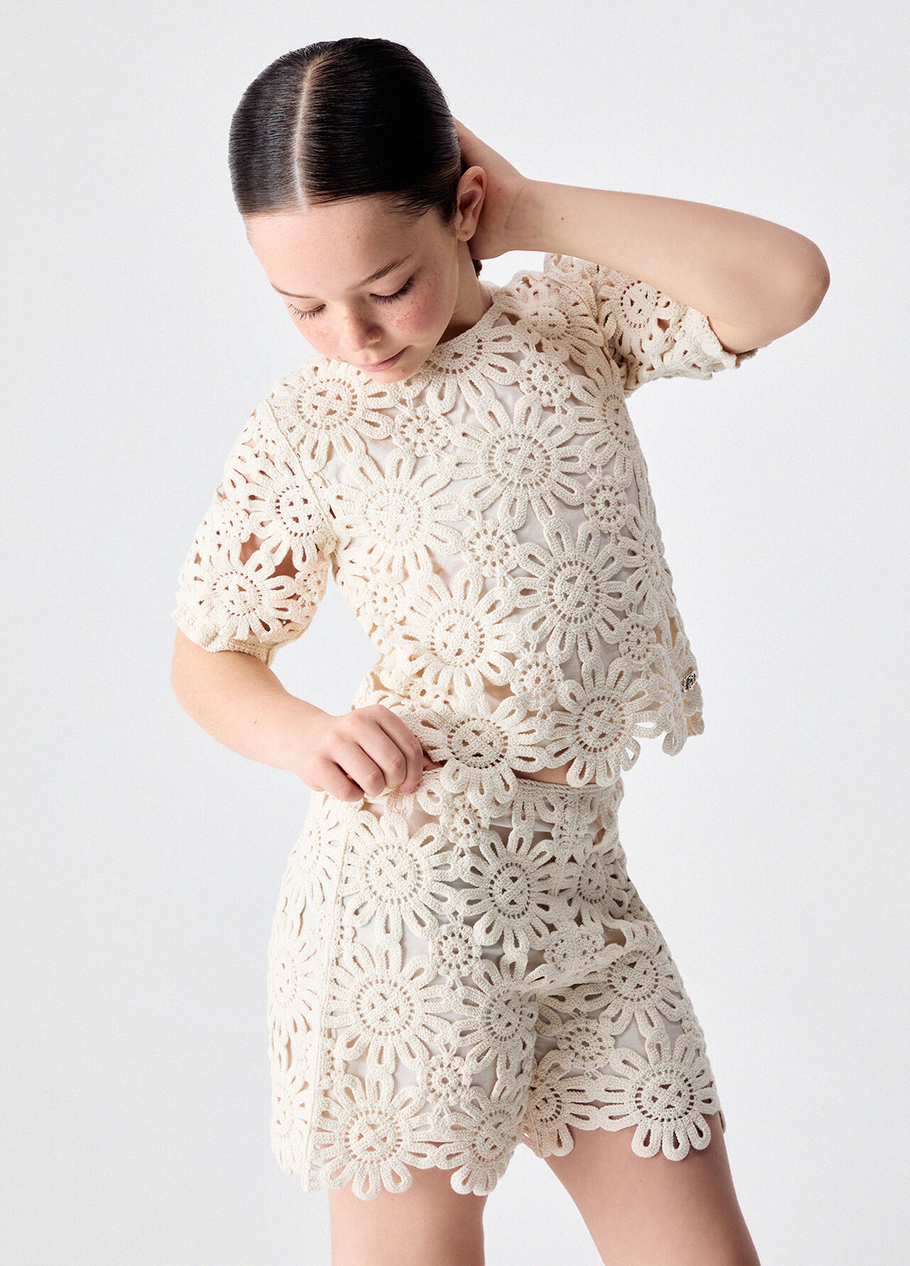 Short in macramè - BEIGE