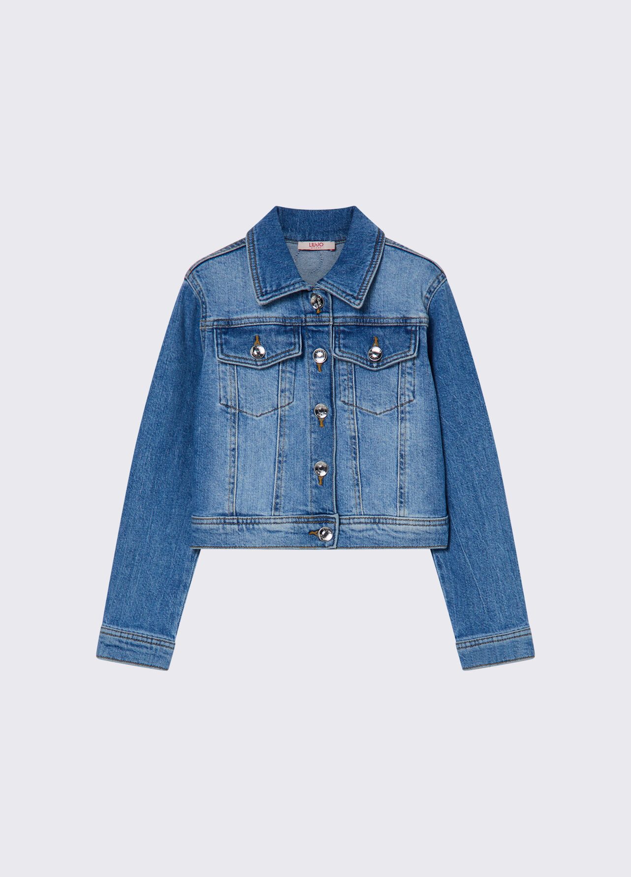 Giacca in denim con ricamo macramè - BLUE DENIM