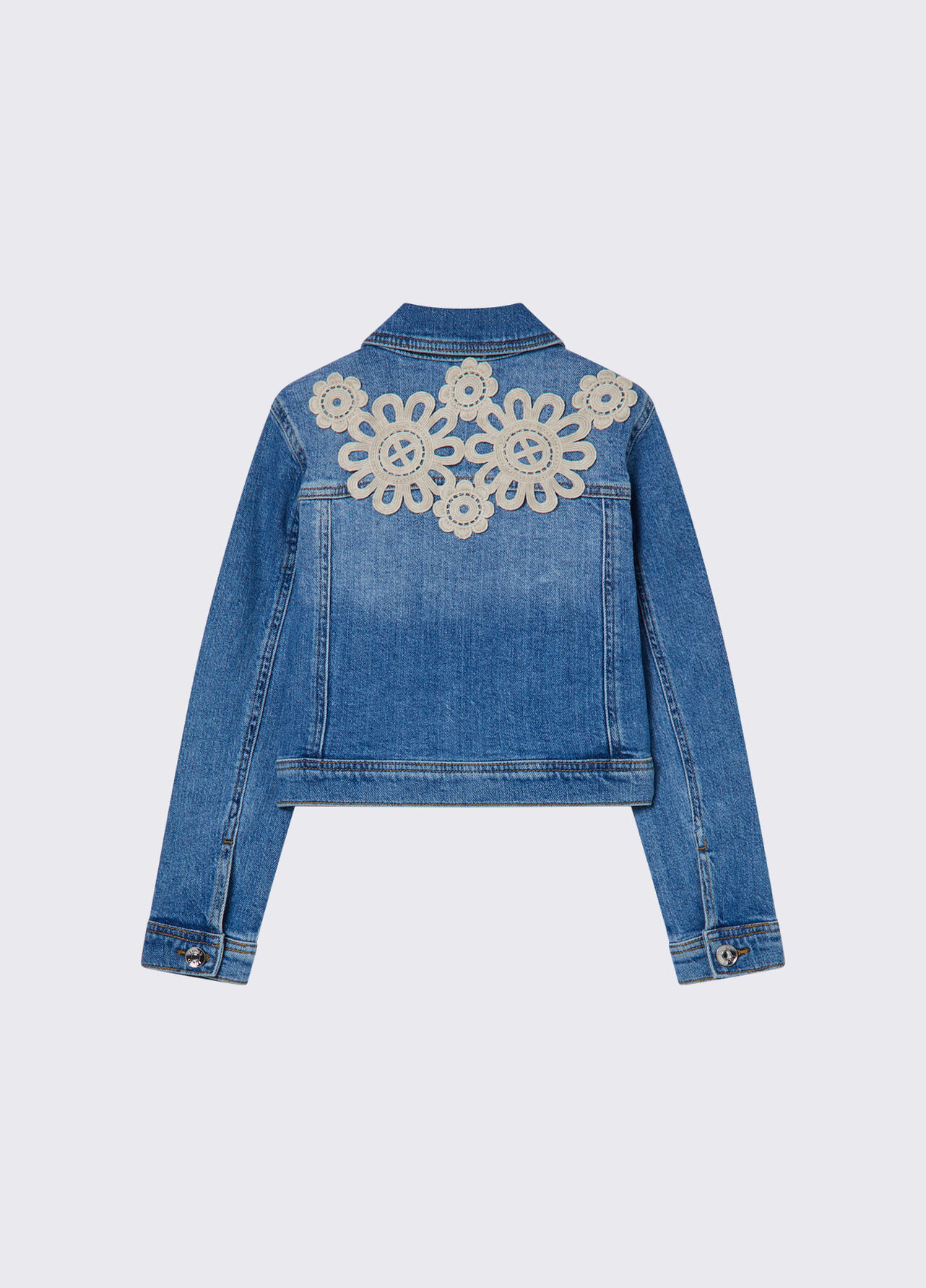 Giacca in denim con ricamo macramè - BLUE DENIM