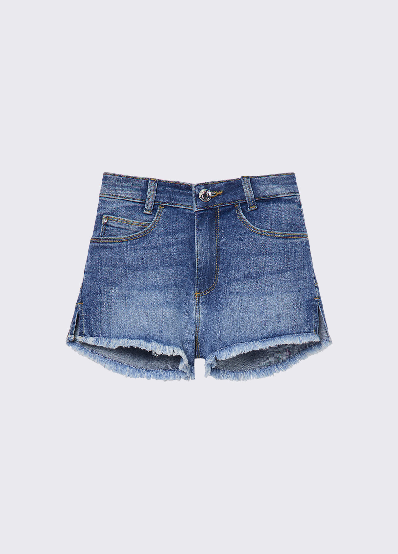 Short in denim a vita alta - BLUE DENIM