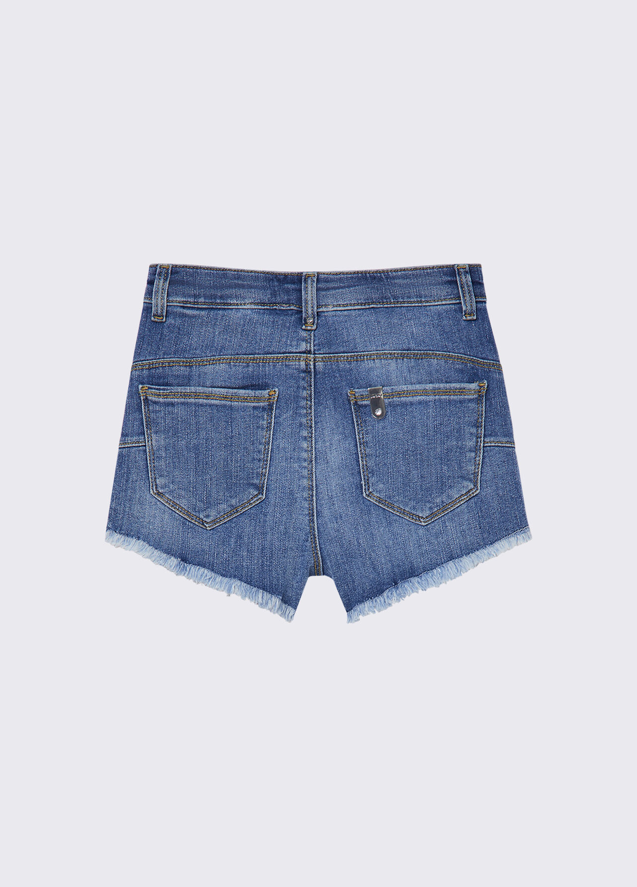 Short in denim a vita alta - BLUE DENIM