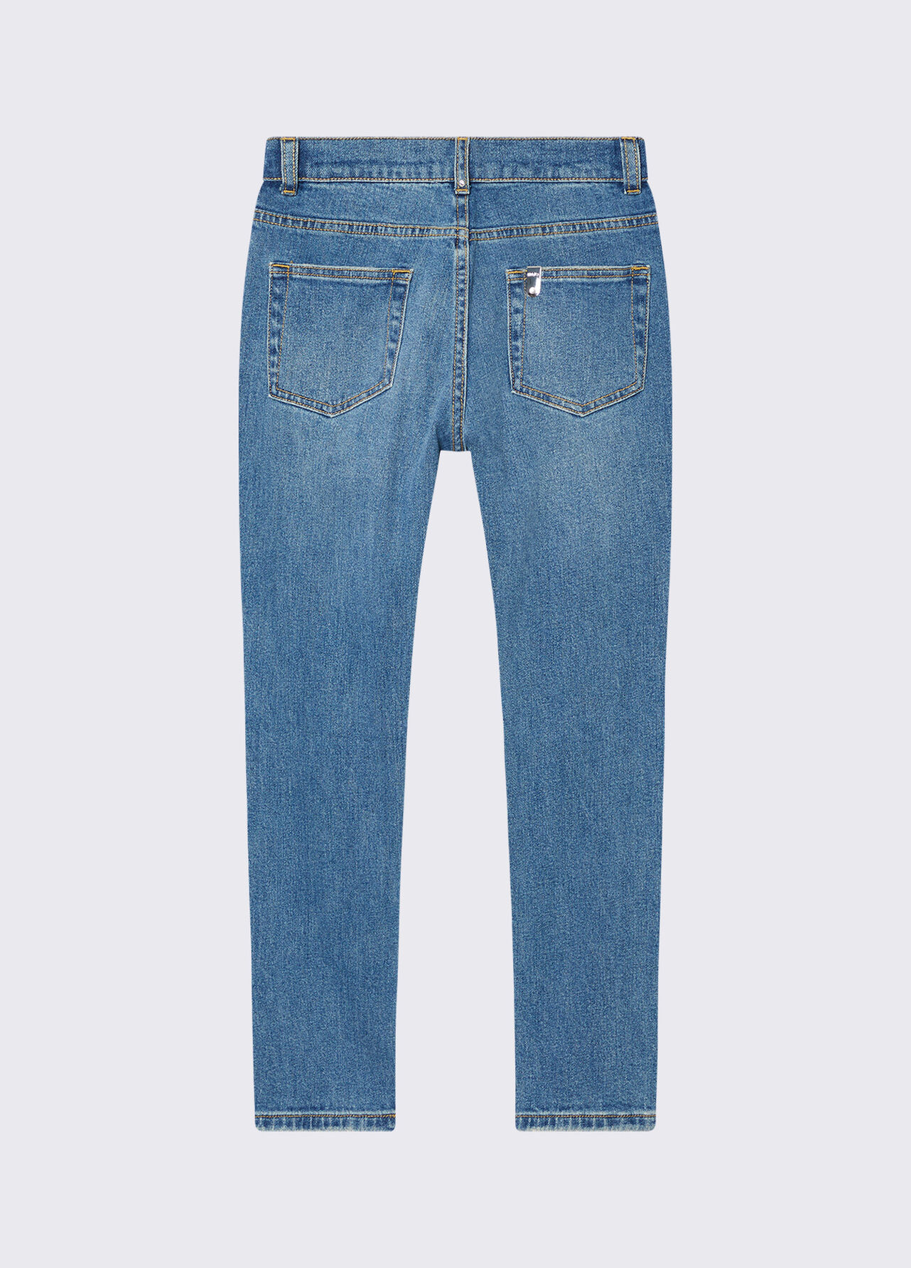Jeans straight con ricami gioiello - BLUE DENIM