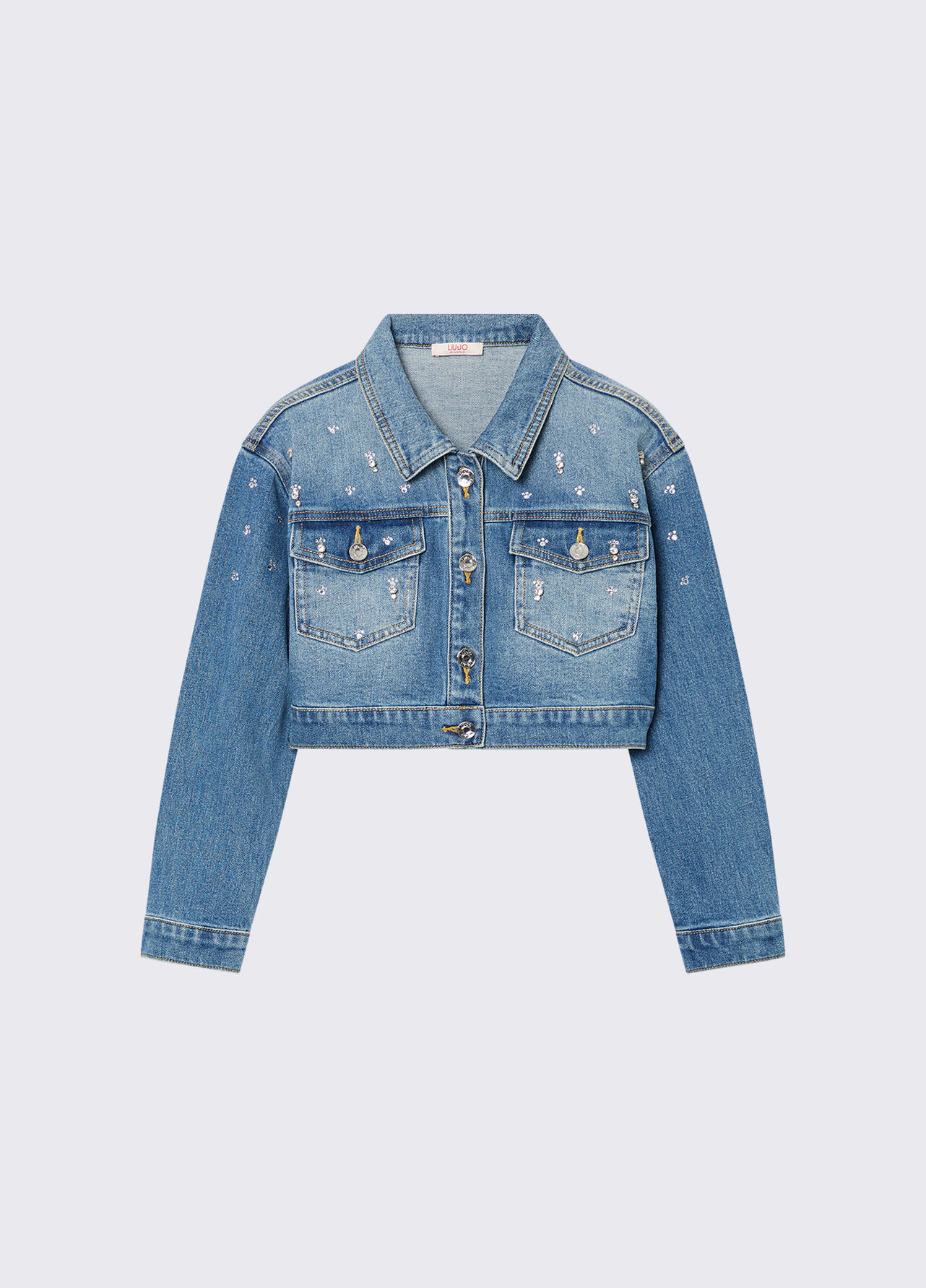 Giacca di jeans con ricami gioiello - BLUE DENIM