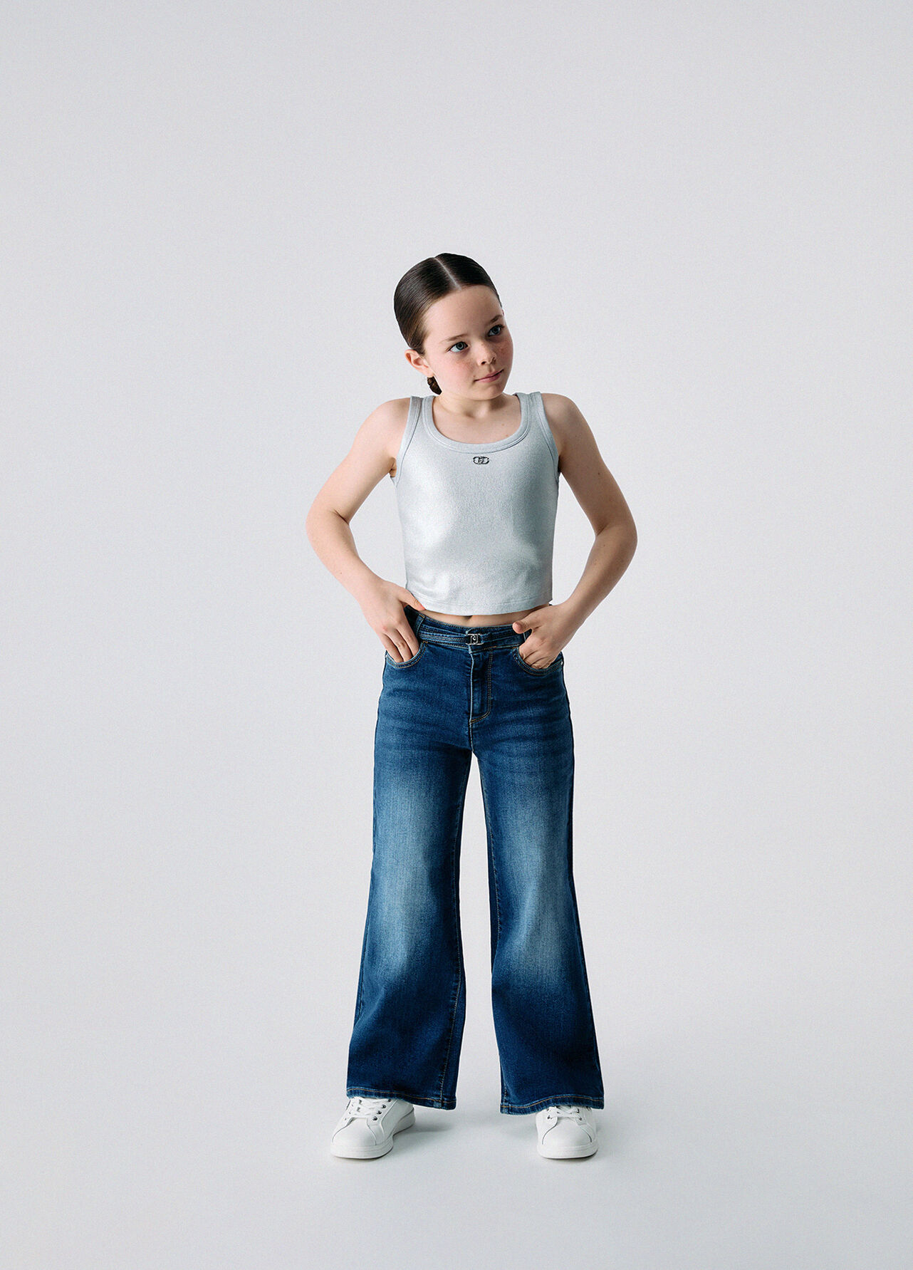 Jeans flare con cintura - DARK DENIM