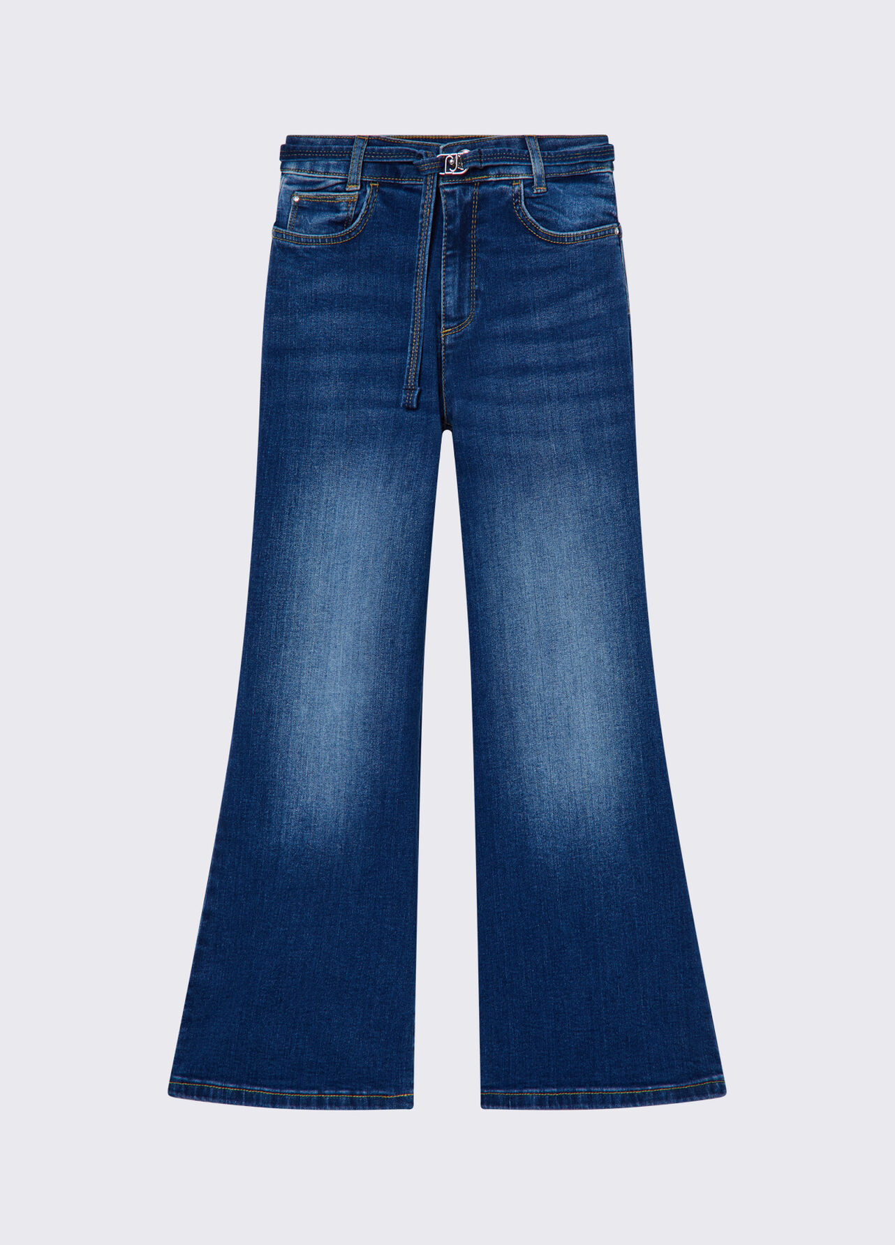 Jeans flare con cintura - DARK DENIM