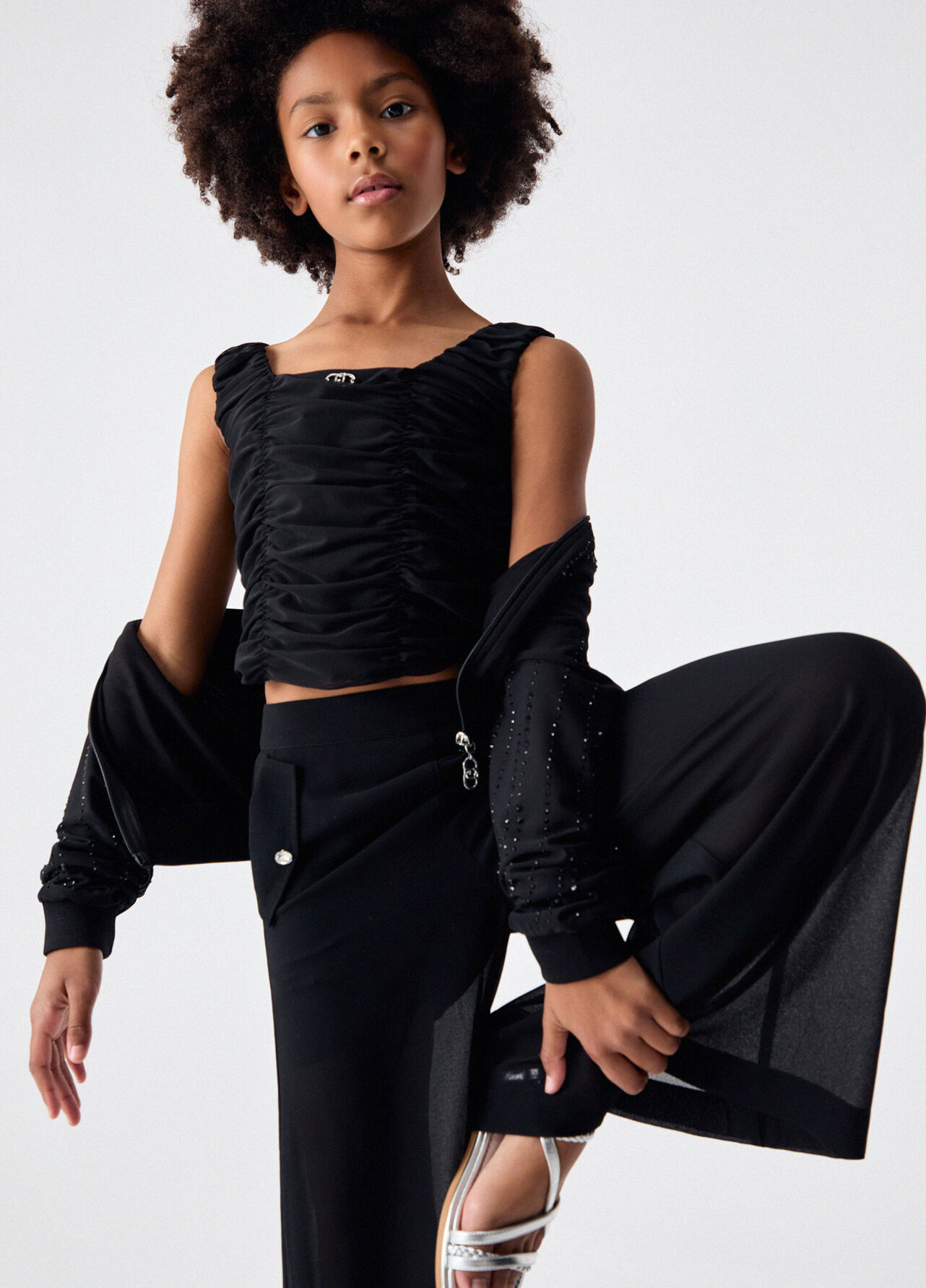 Pantaloni flare con bottoni logati - BLACK