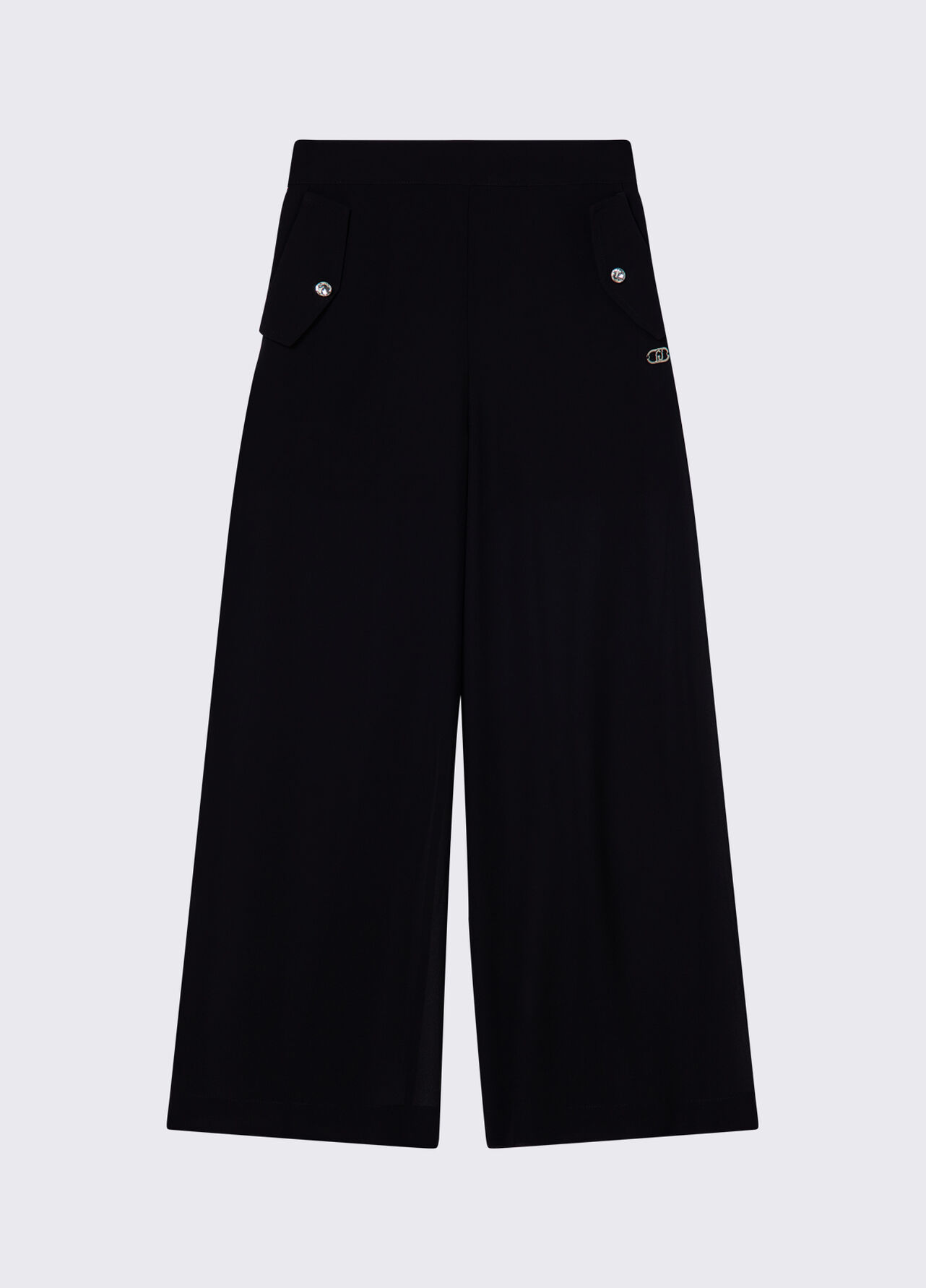 Pantaloni flare con bottoni logati - BLACK
