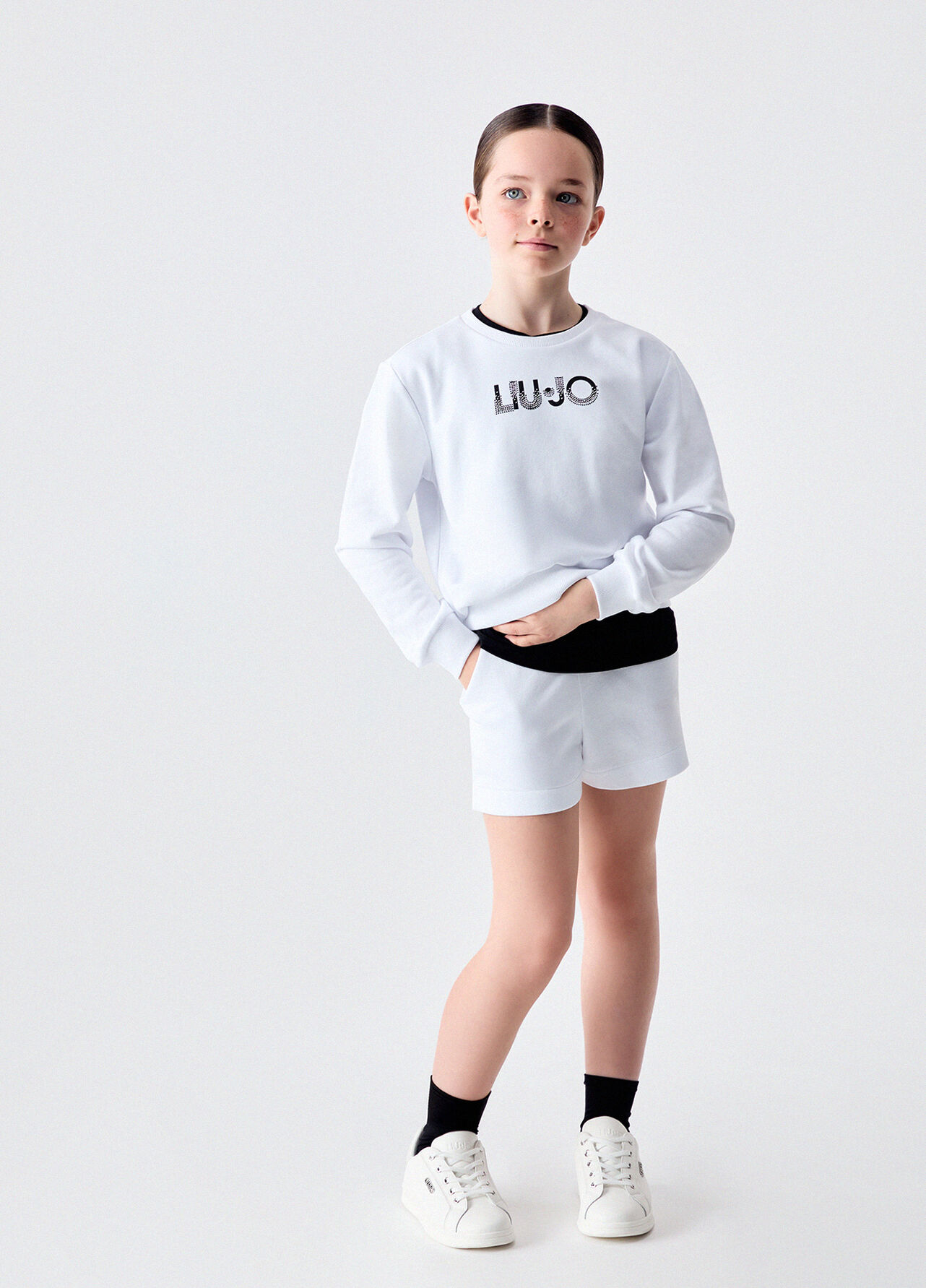 Felpa con logo e strass - WHITE