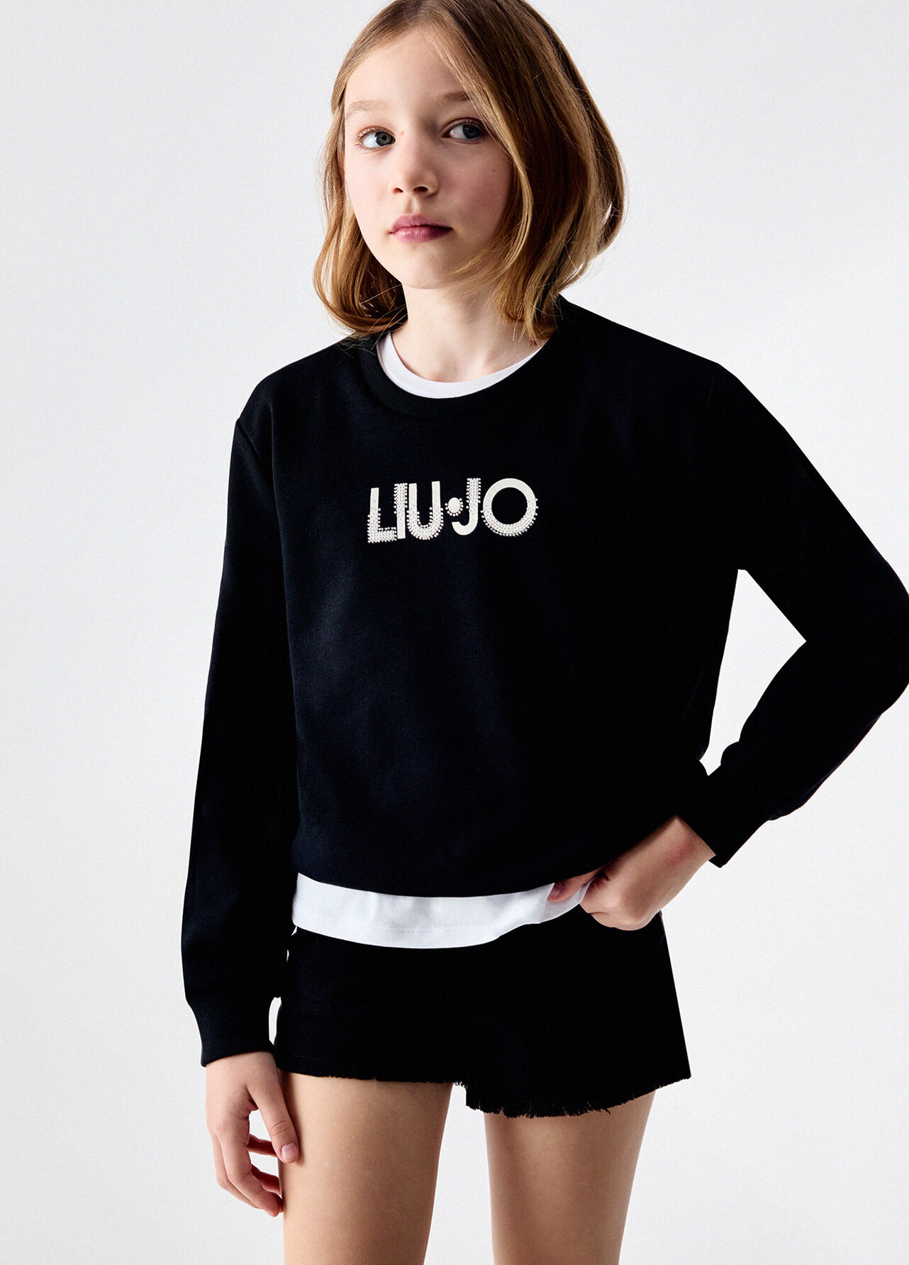 Felpa con logo e strass - BLACK