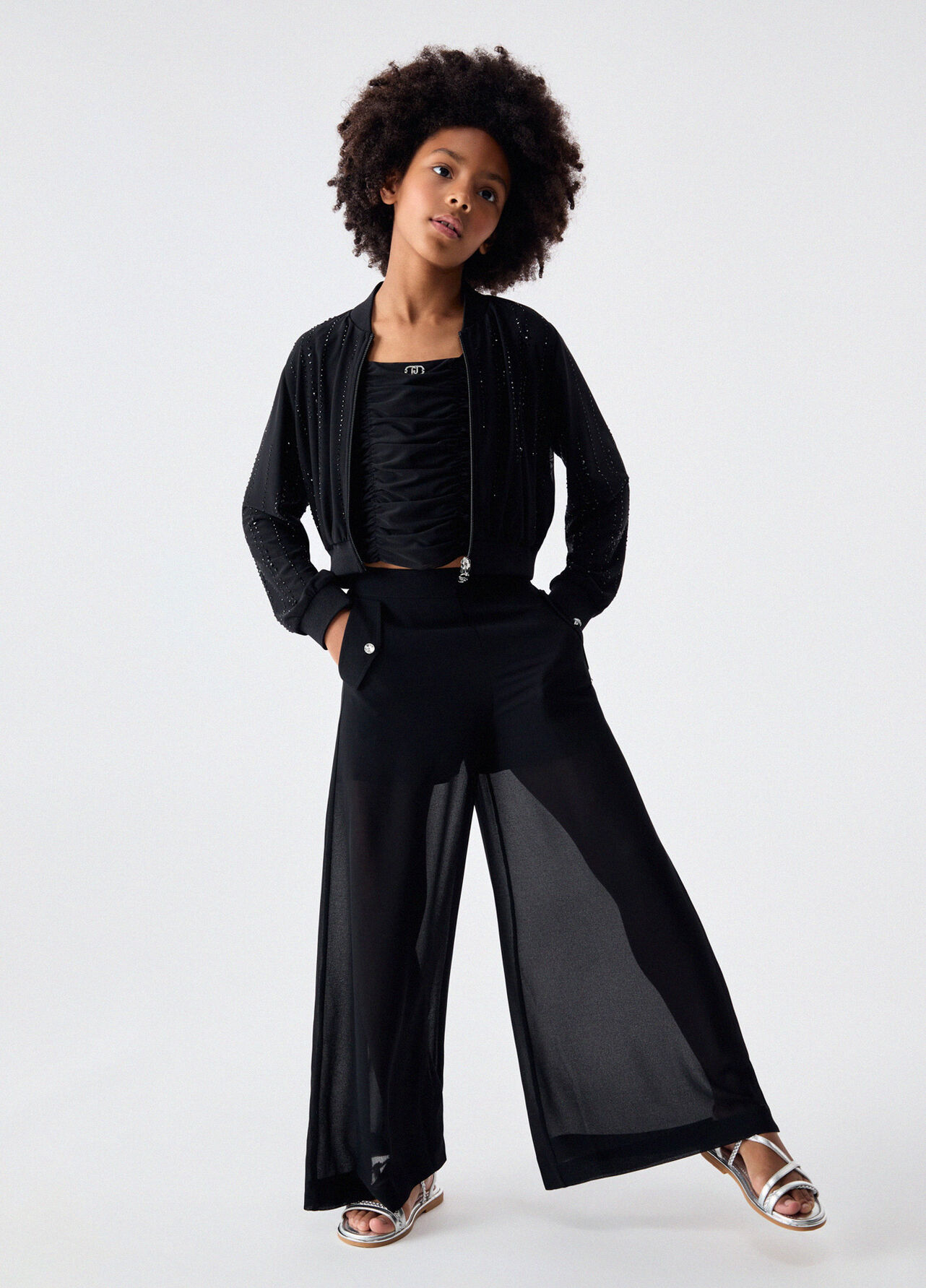Giacca in tulle con strass - BLACK