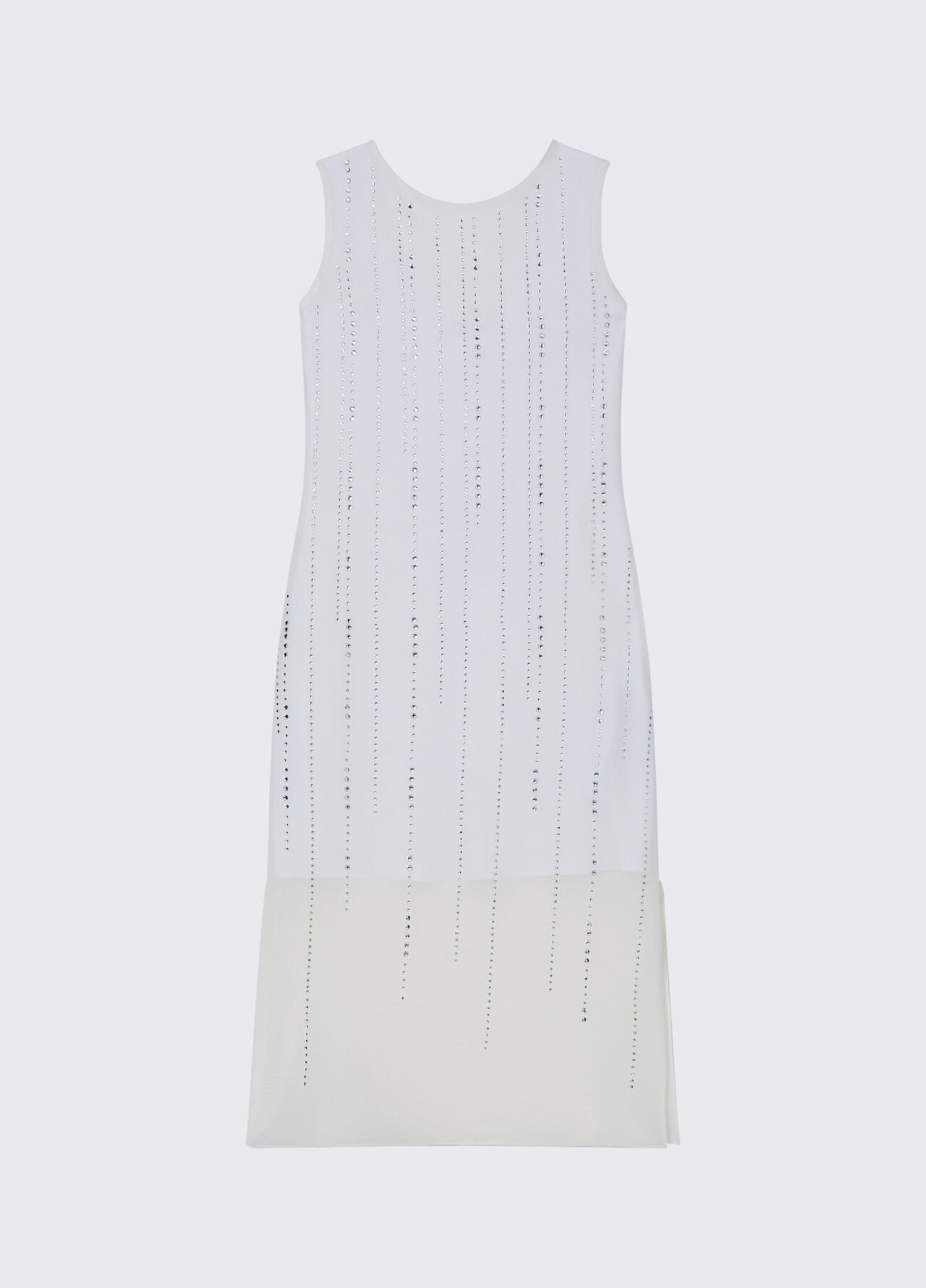 Abito midi in tulle con strass - WHITE