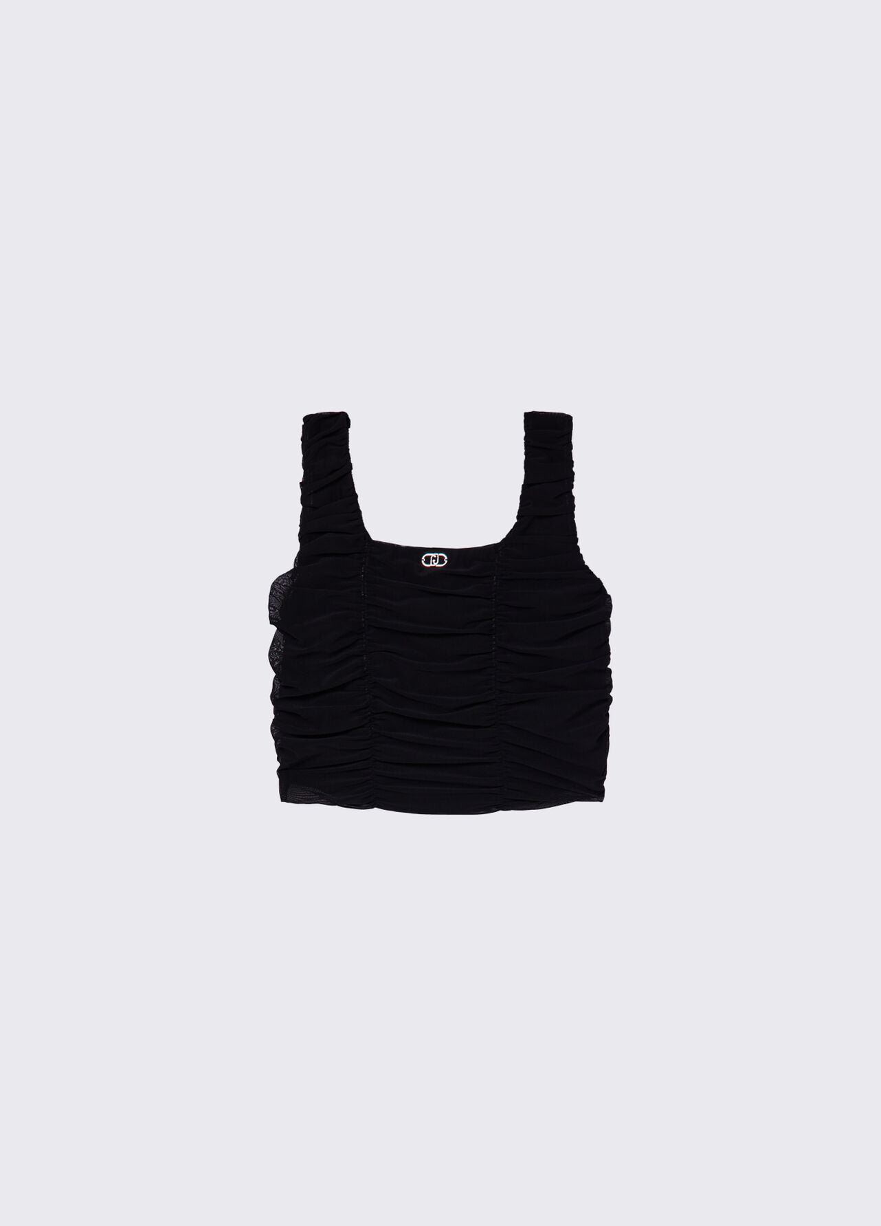 Top in jersey drappeggiato - BLACK