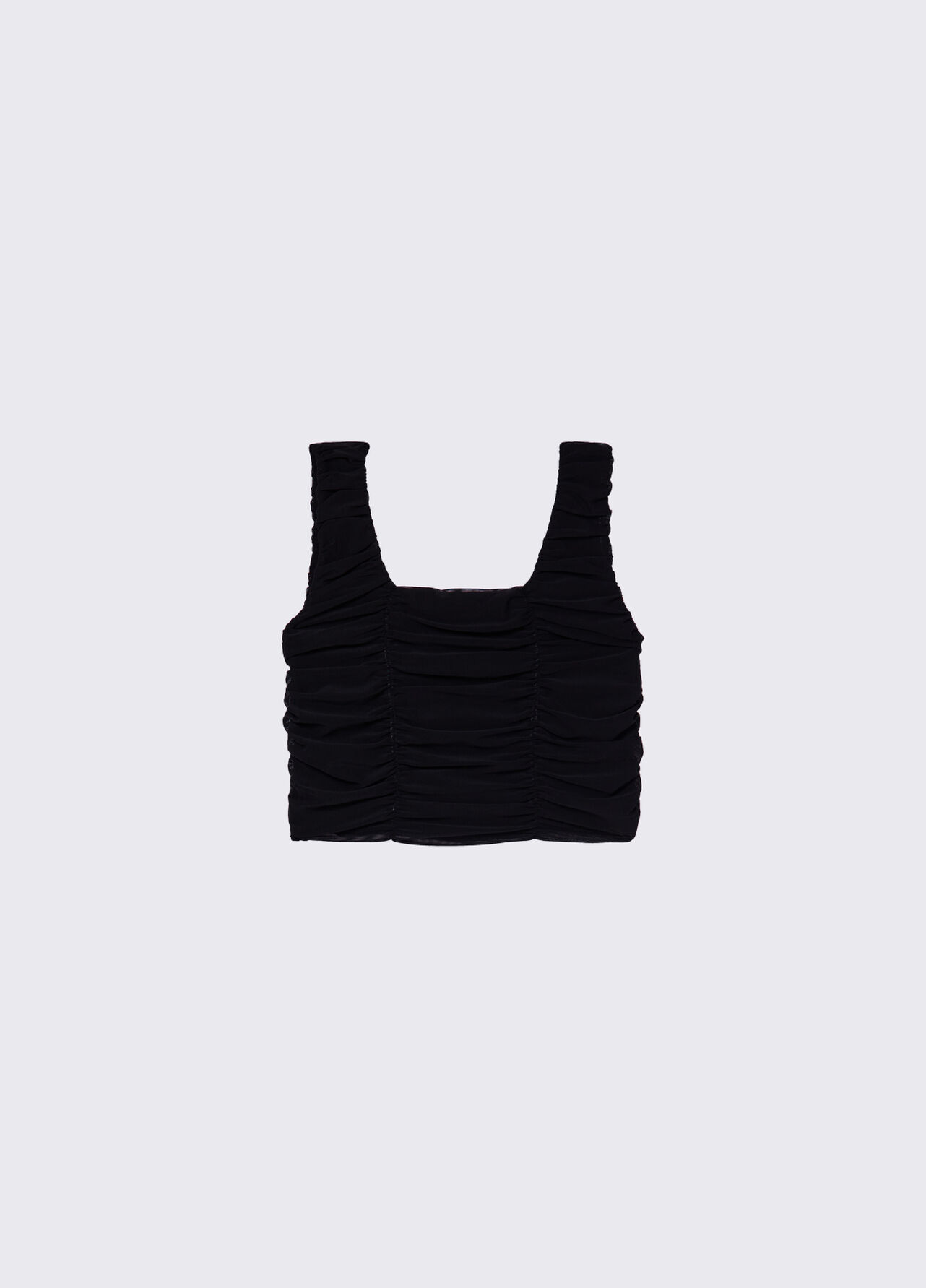 Top in jersey drappeggiato - BLACK