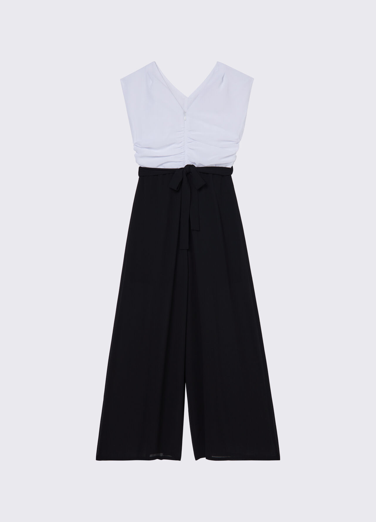 Tuta elegante con cintura - WHITE / BLACK