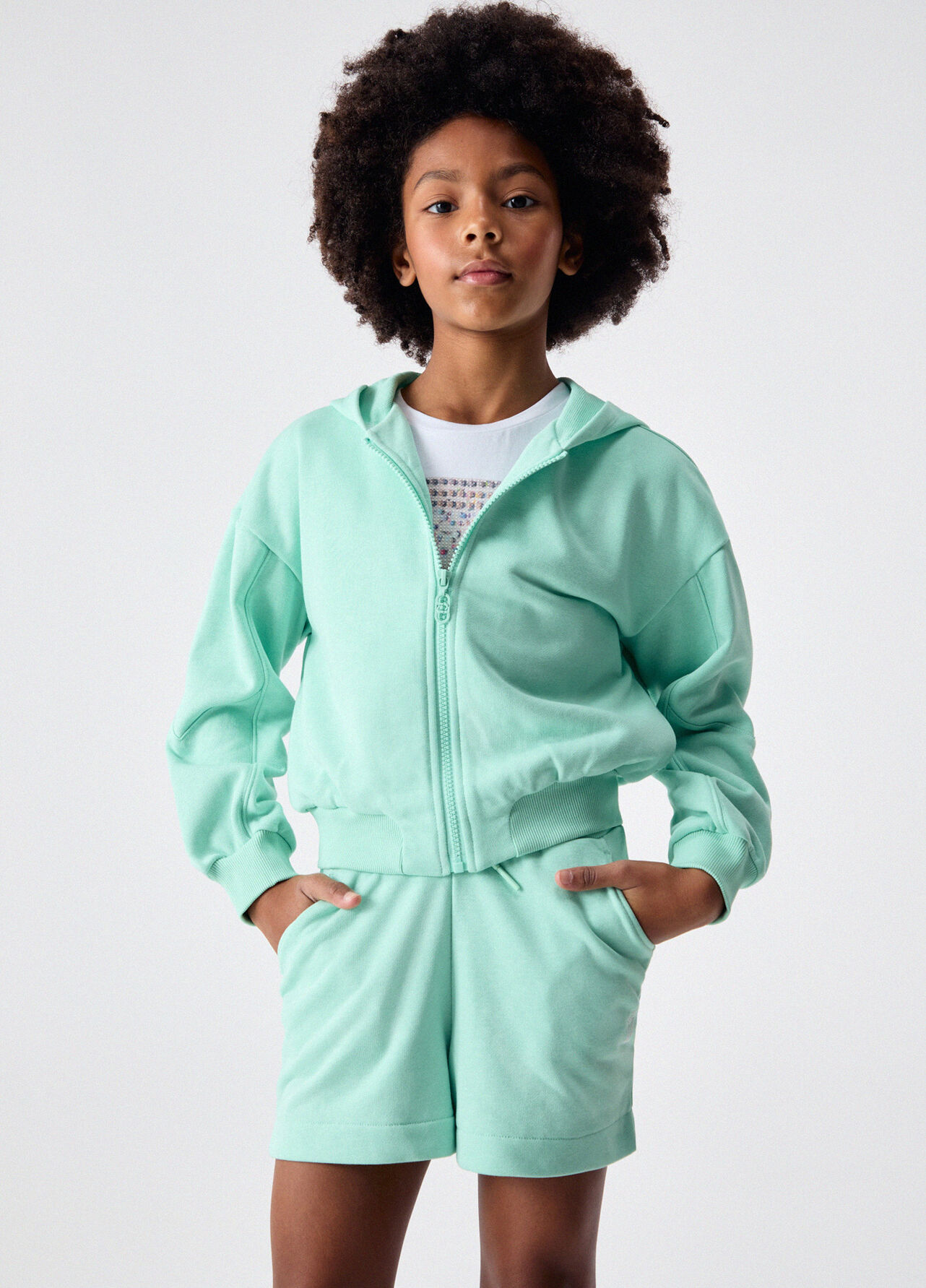 Pantaloni corti in felpa - MINT GREEN