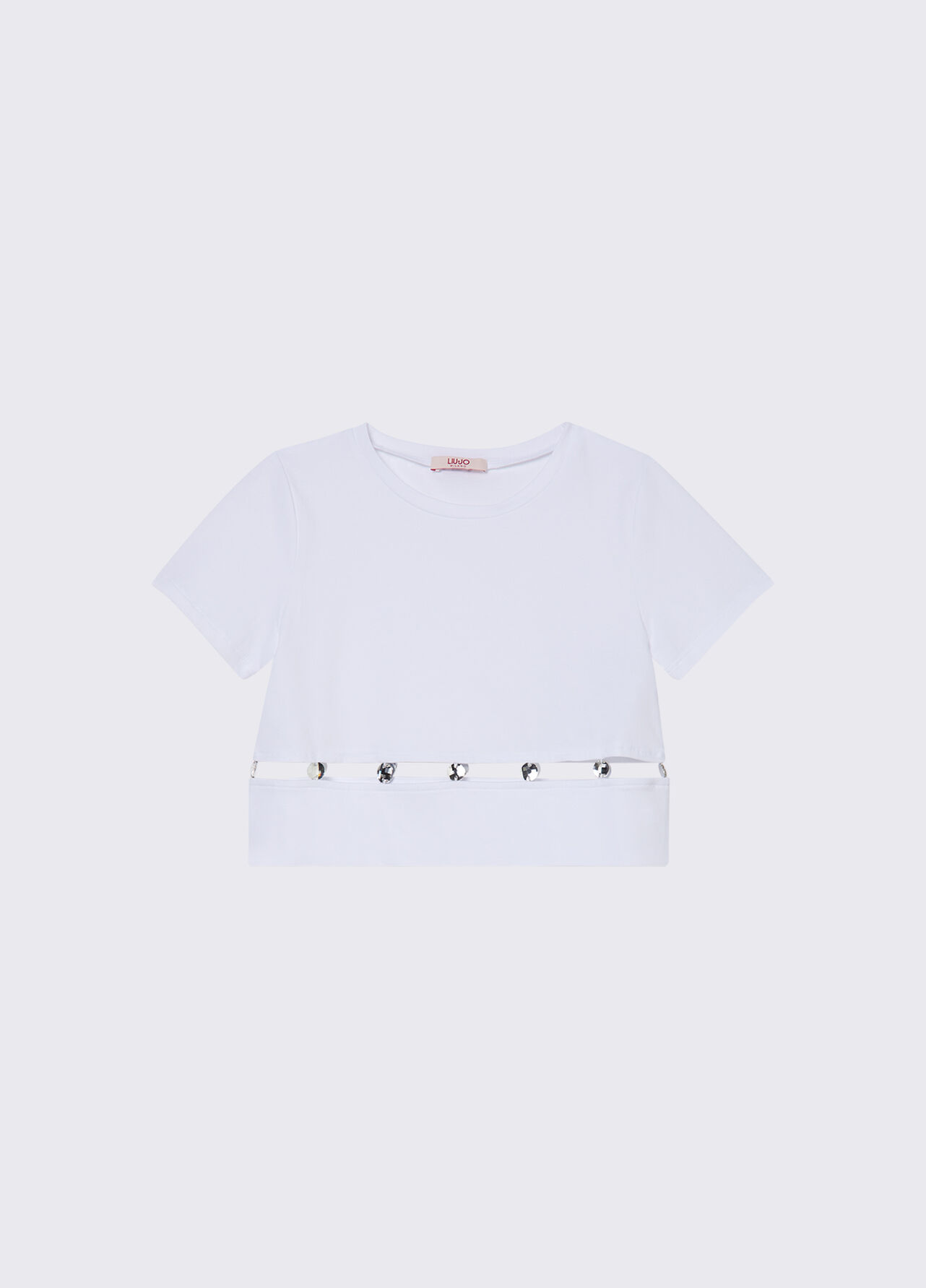 T-shirt con castoni gioiello - WHITE