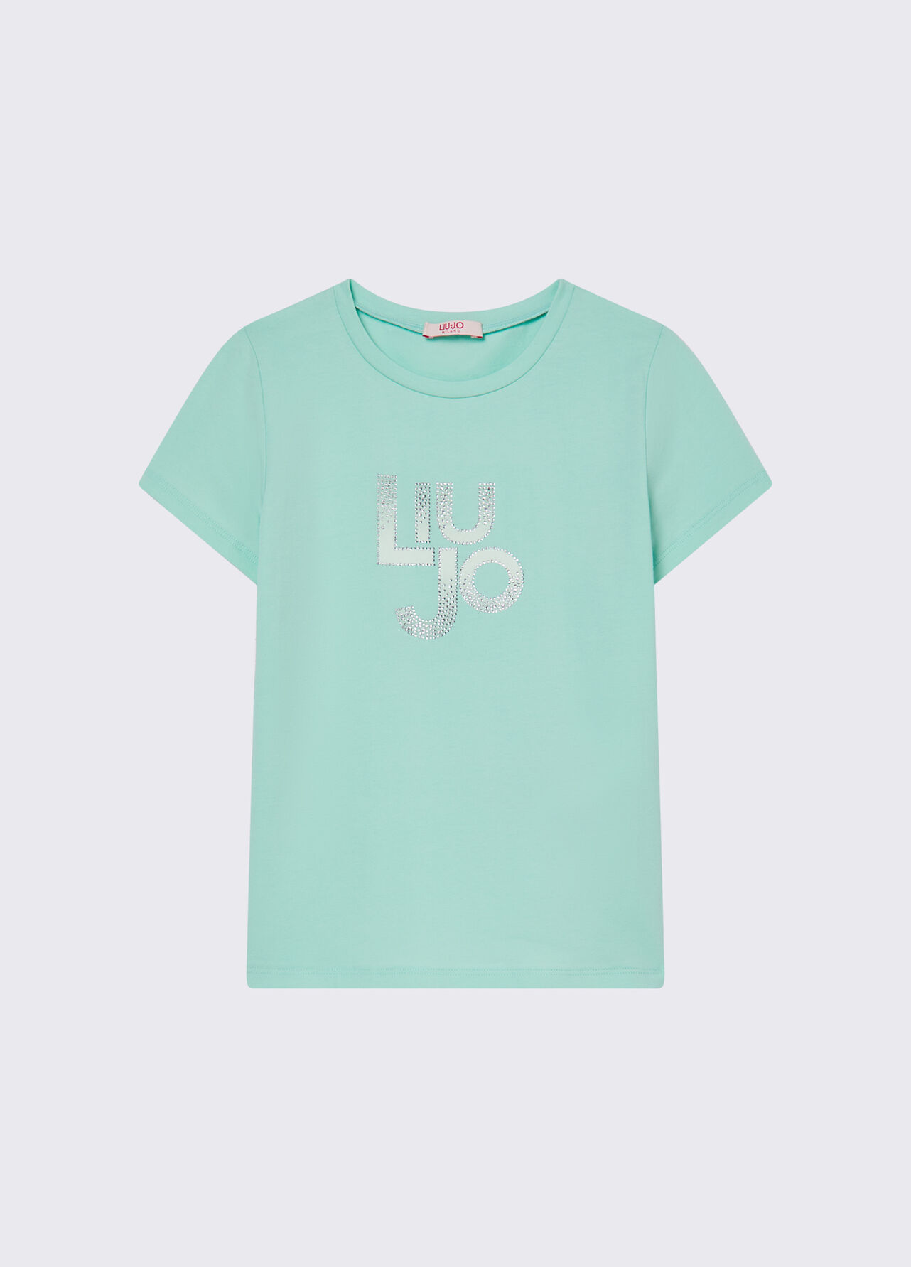T-shirt con logo e strass - MINT GREEN