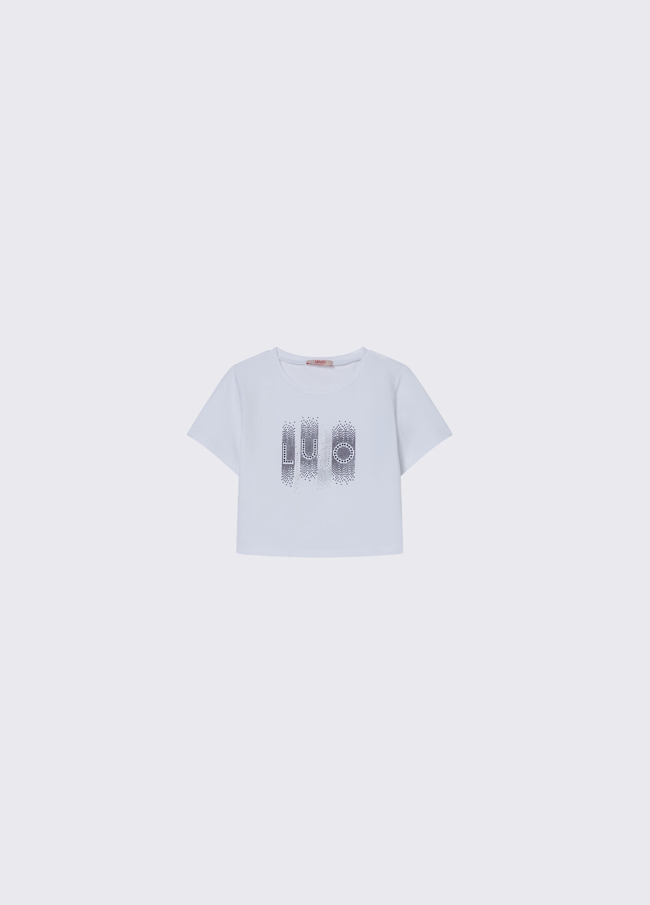 T-shirt cropped con strass - WHITE