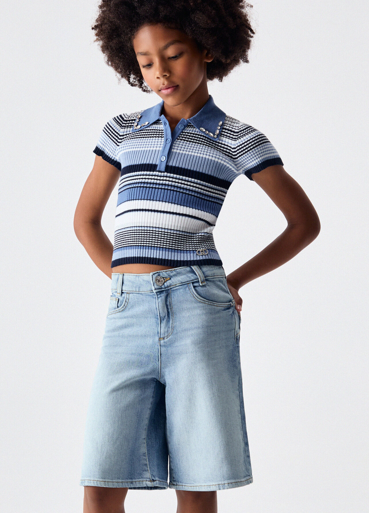 Polo in maglia a righe - BLUE