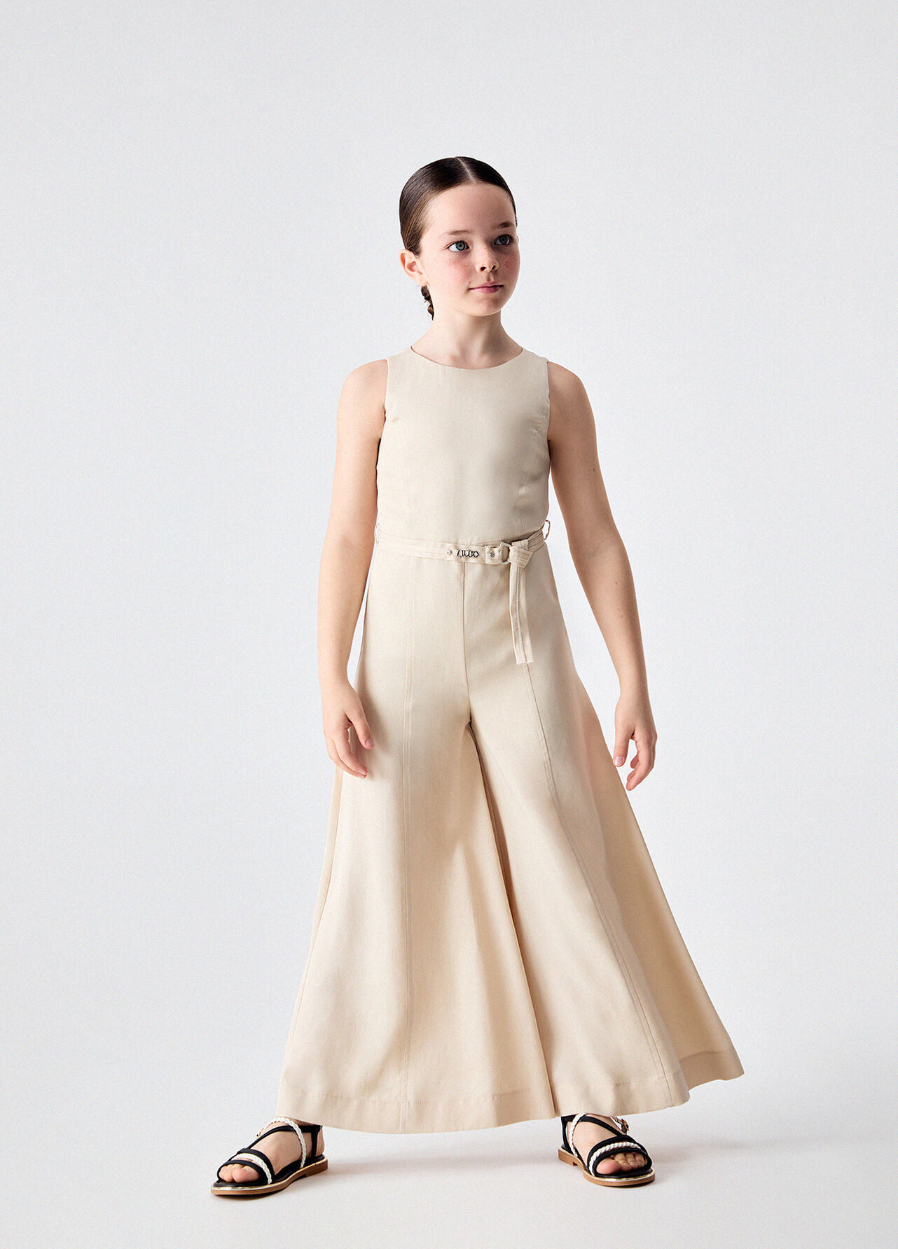 Tuta casual con cintura - BEIGE