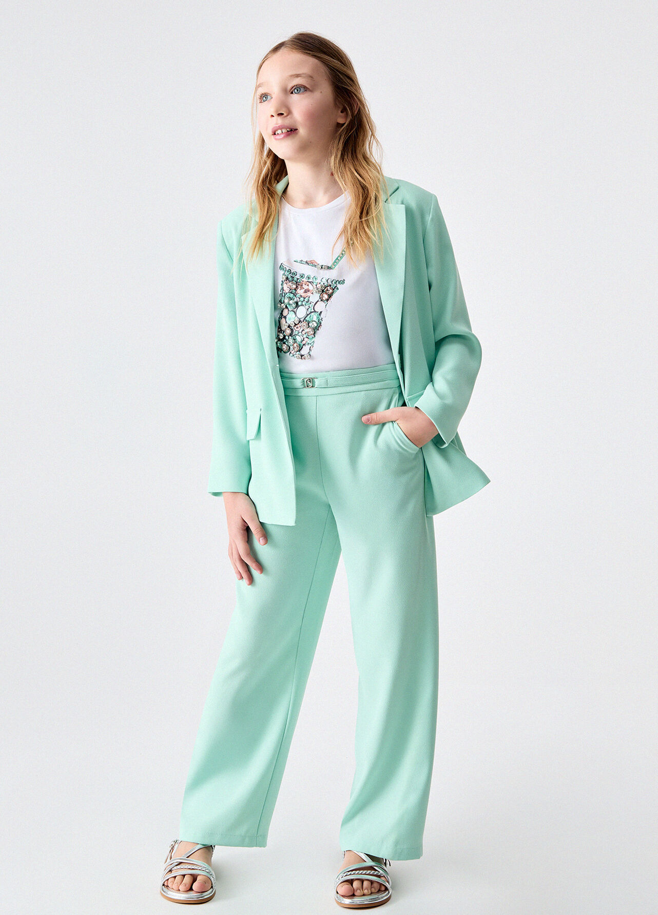 Pantaloni in envers satin - MINT GREEN