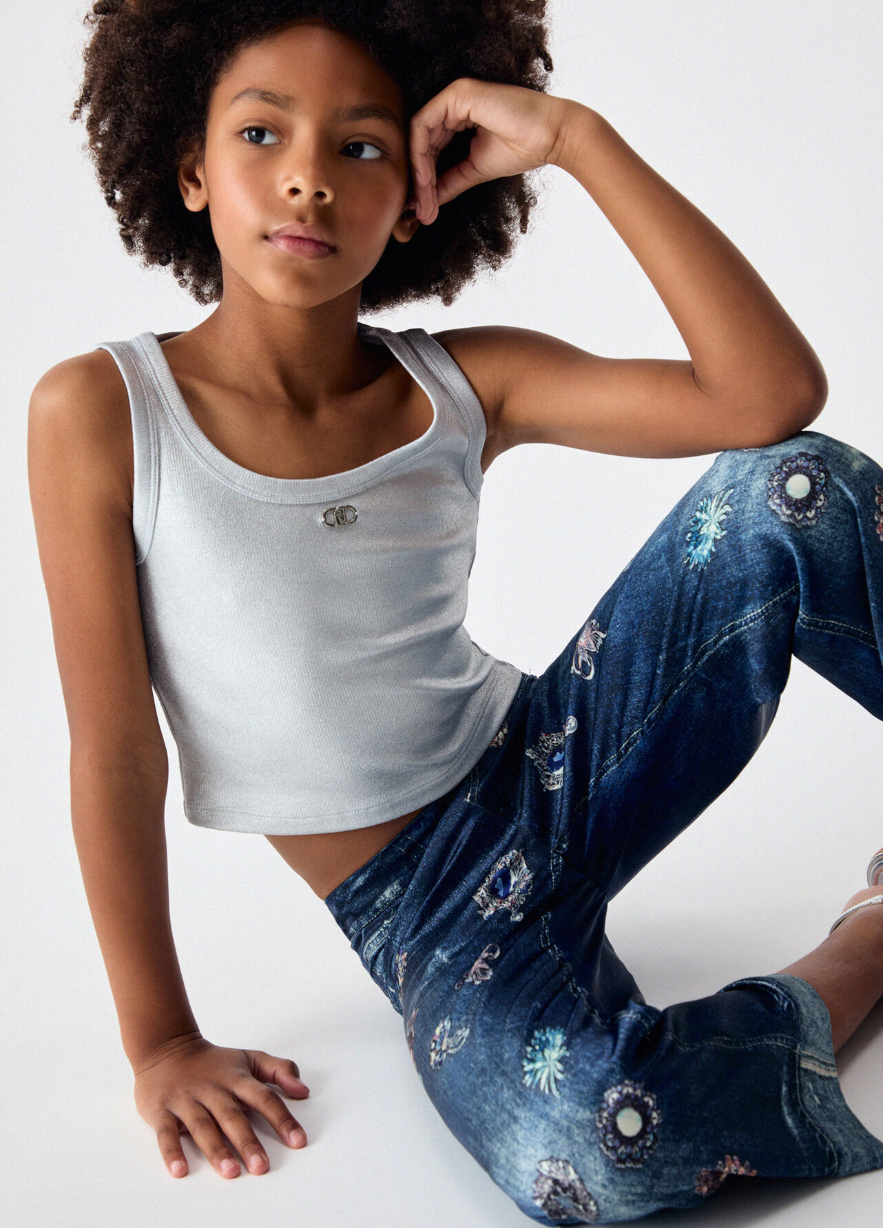 Pantaloni con stampa denim - DARK DENIM