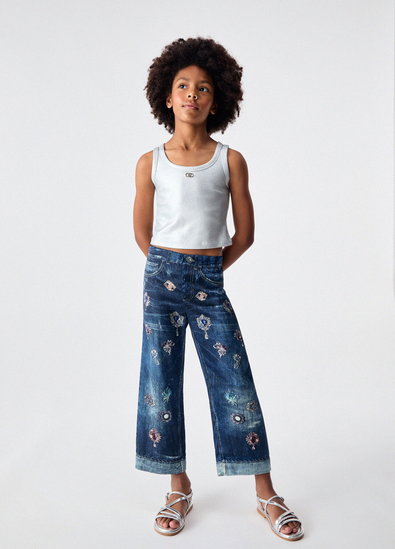 Pantaloni con stampa denim - DARK DENIM