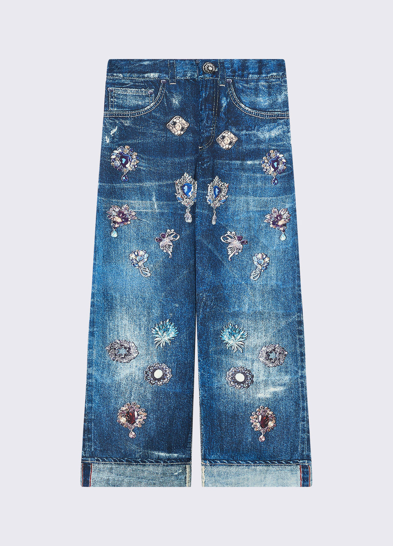 Pantaloni con stampa denim - DARK DENIM