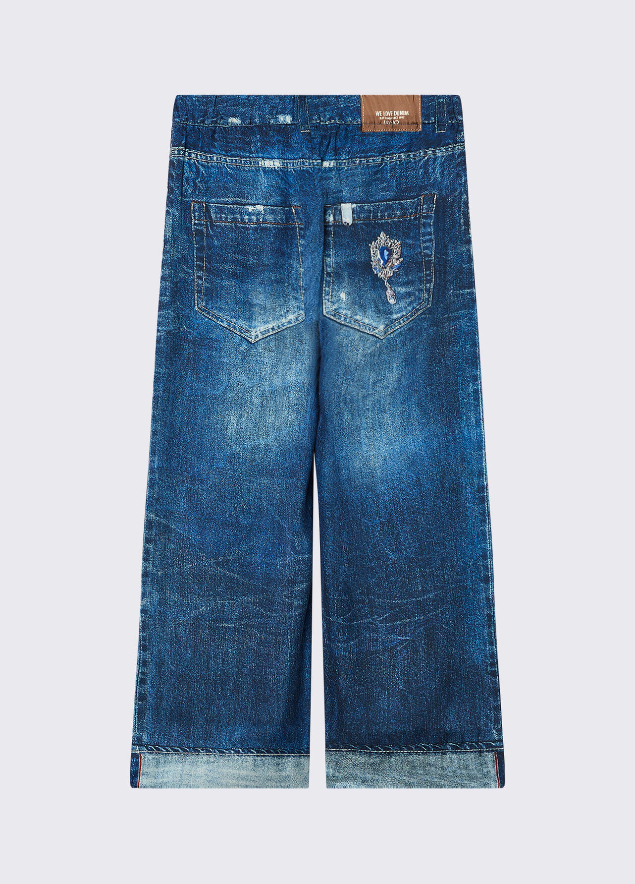 Pantaloni con stampa denim - DARK DENIM