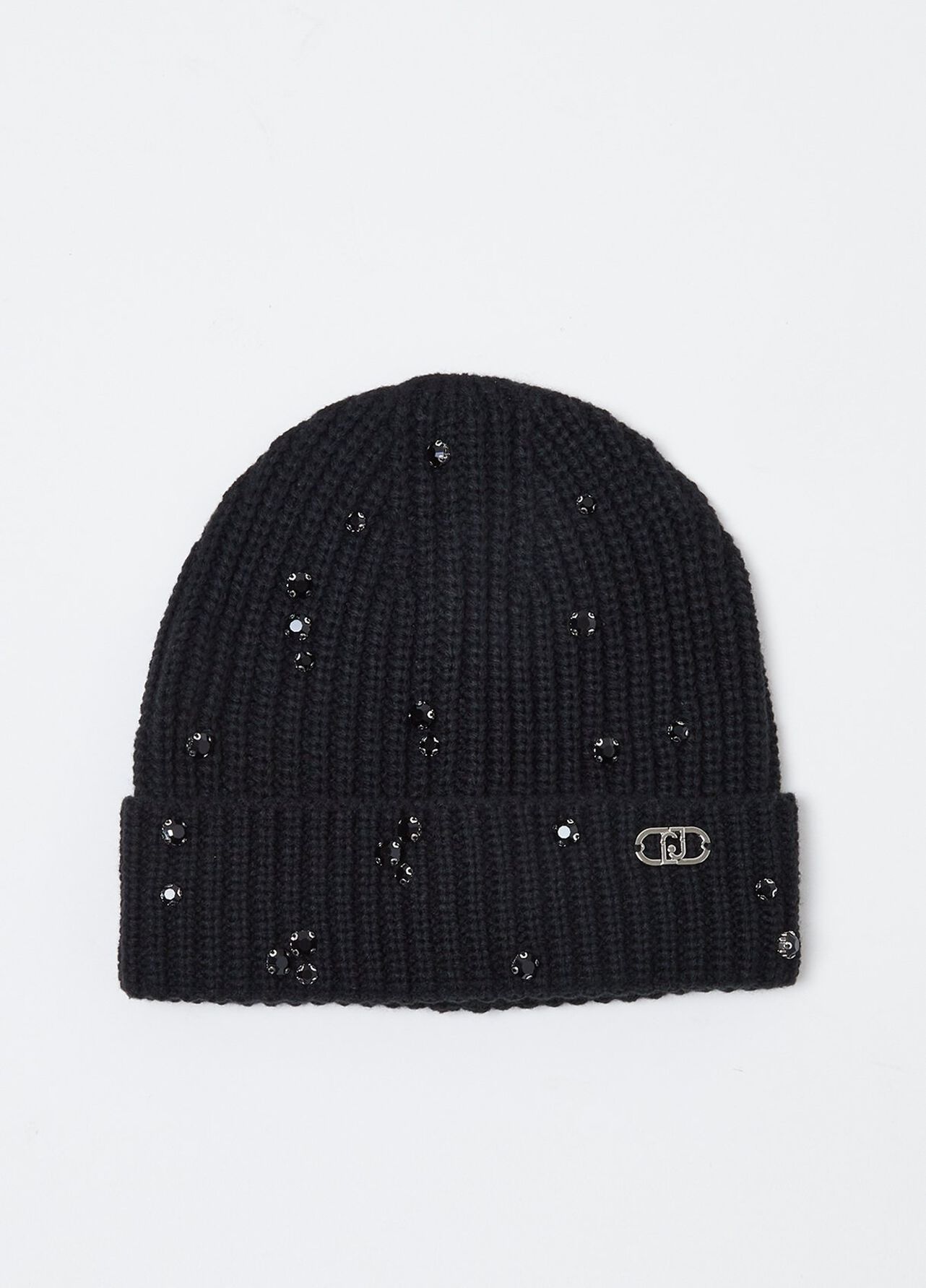 Berretto beanie con strass e perle - BLACK
