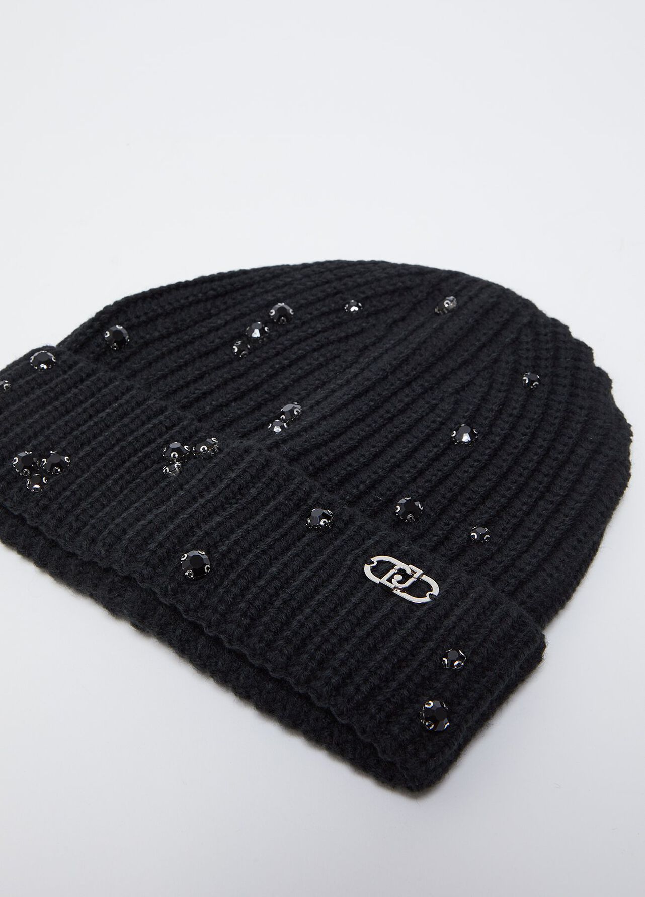 Berretto beanie con strass e perle - BLACK