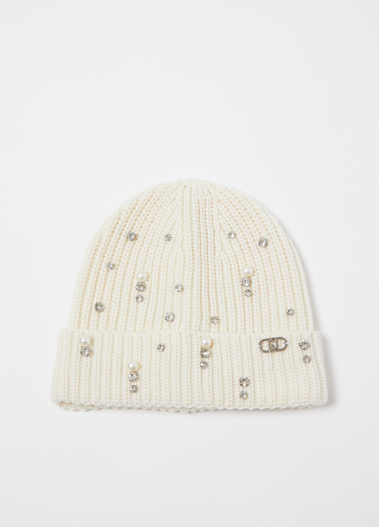 Berretto beanie con strass e perle - BUTTER CREAM
