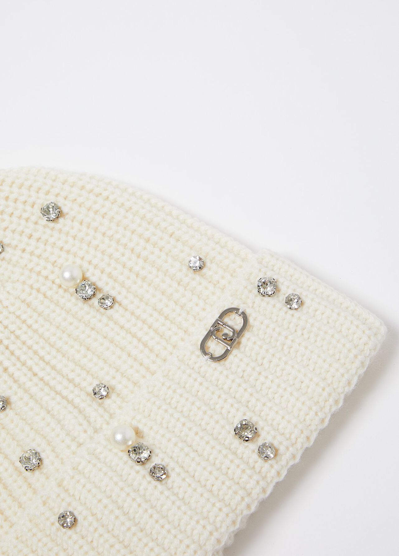 Berretto beanie con strass e perle - BUTTER CREAM