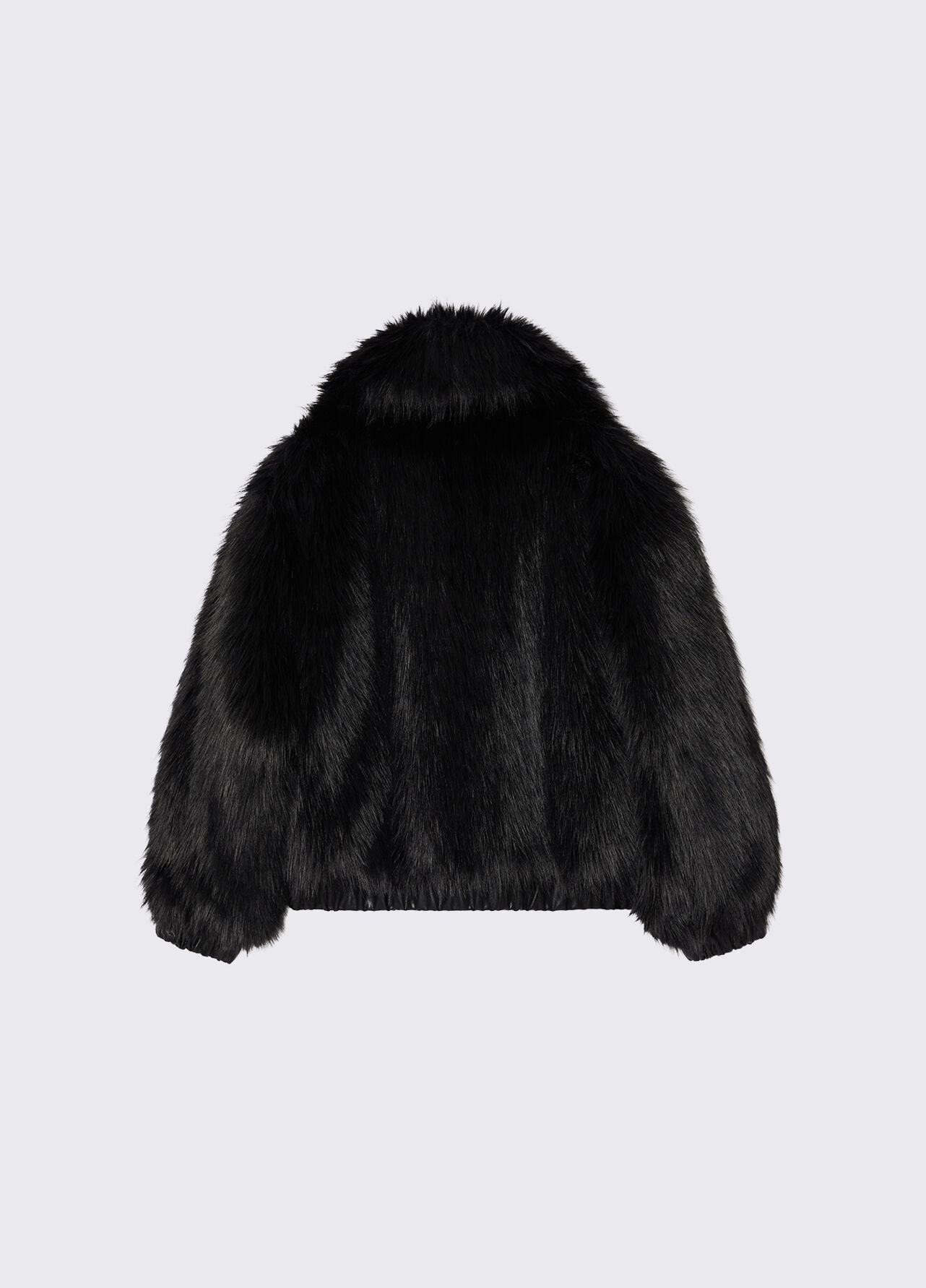 Giaccone corto in teddy - BLACK