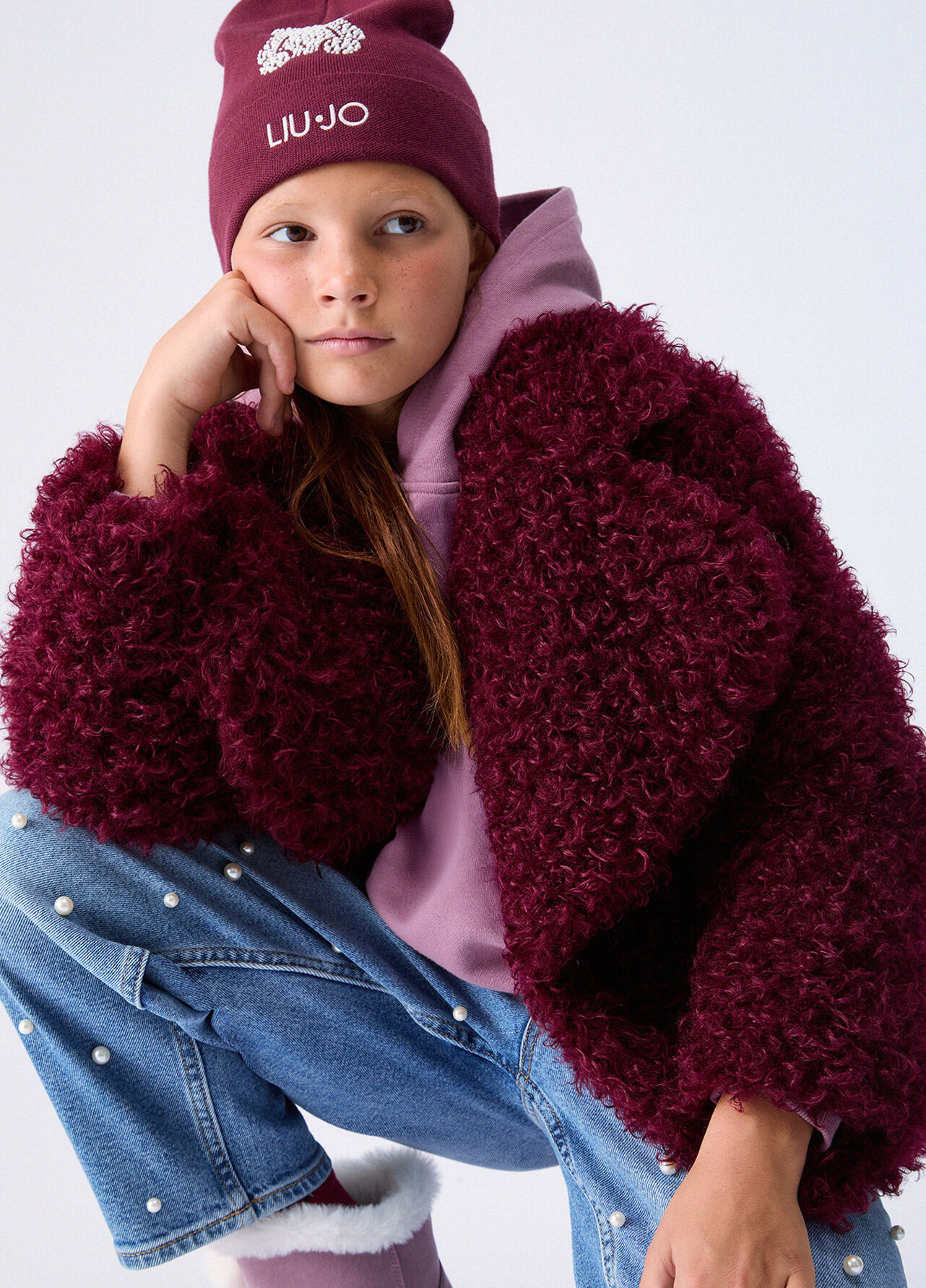 Cappotto in teddy - DARK RED