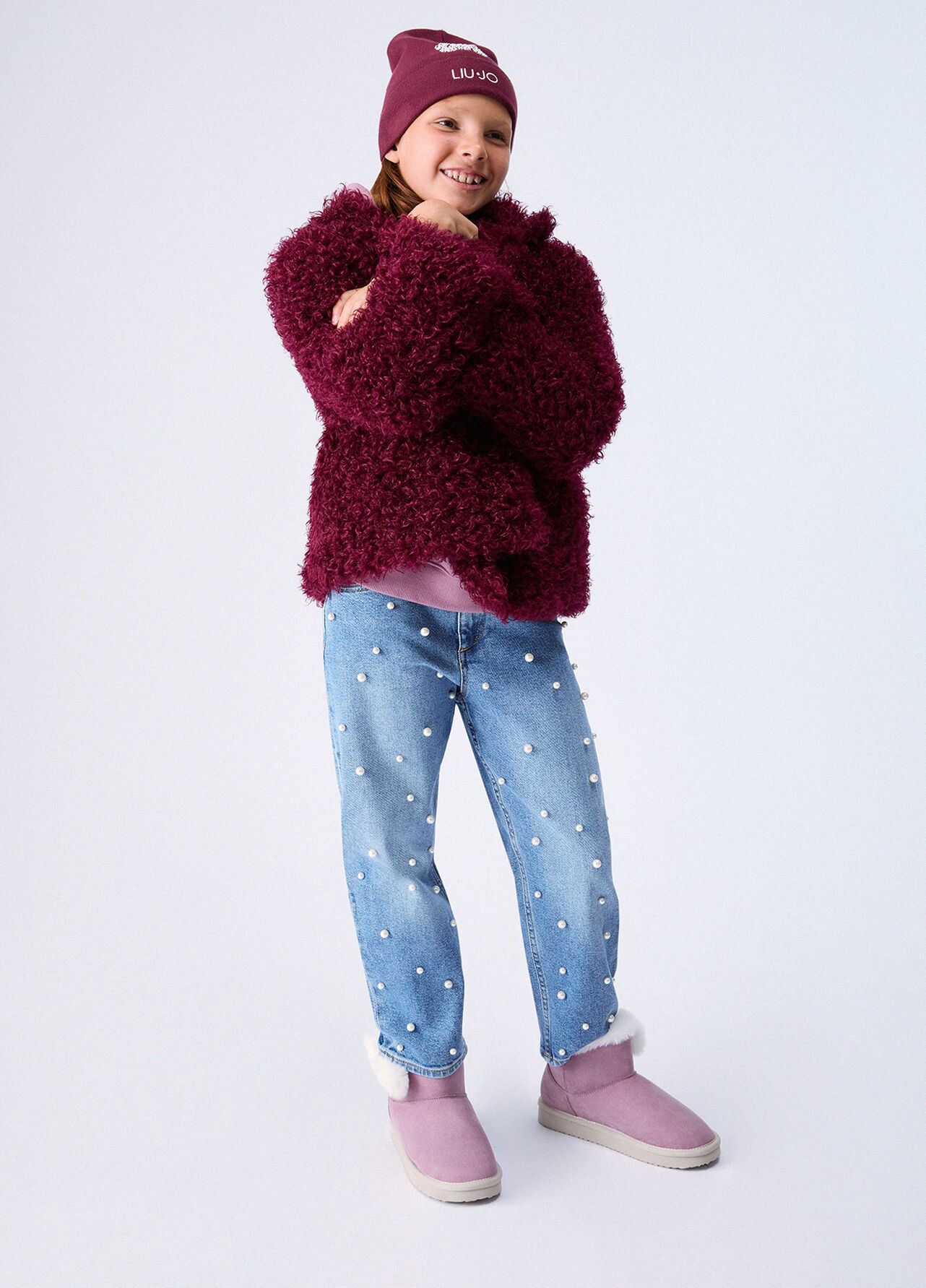 Cappotto in teddy - DARK RED