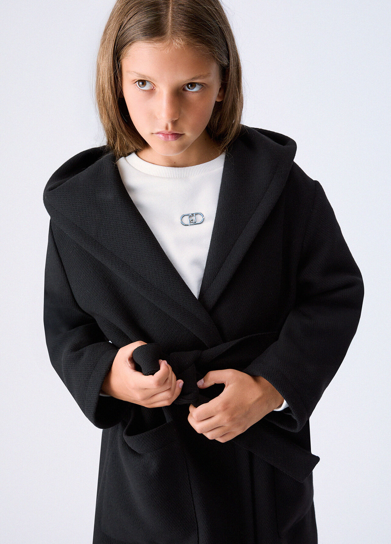 Cappotto lungo con cappuccio - BLACK