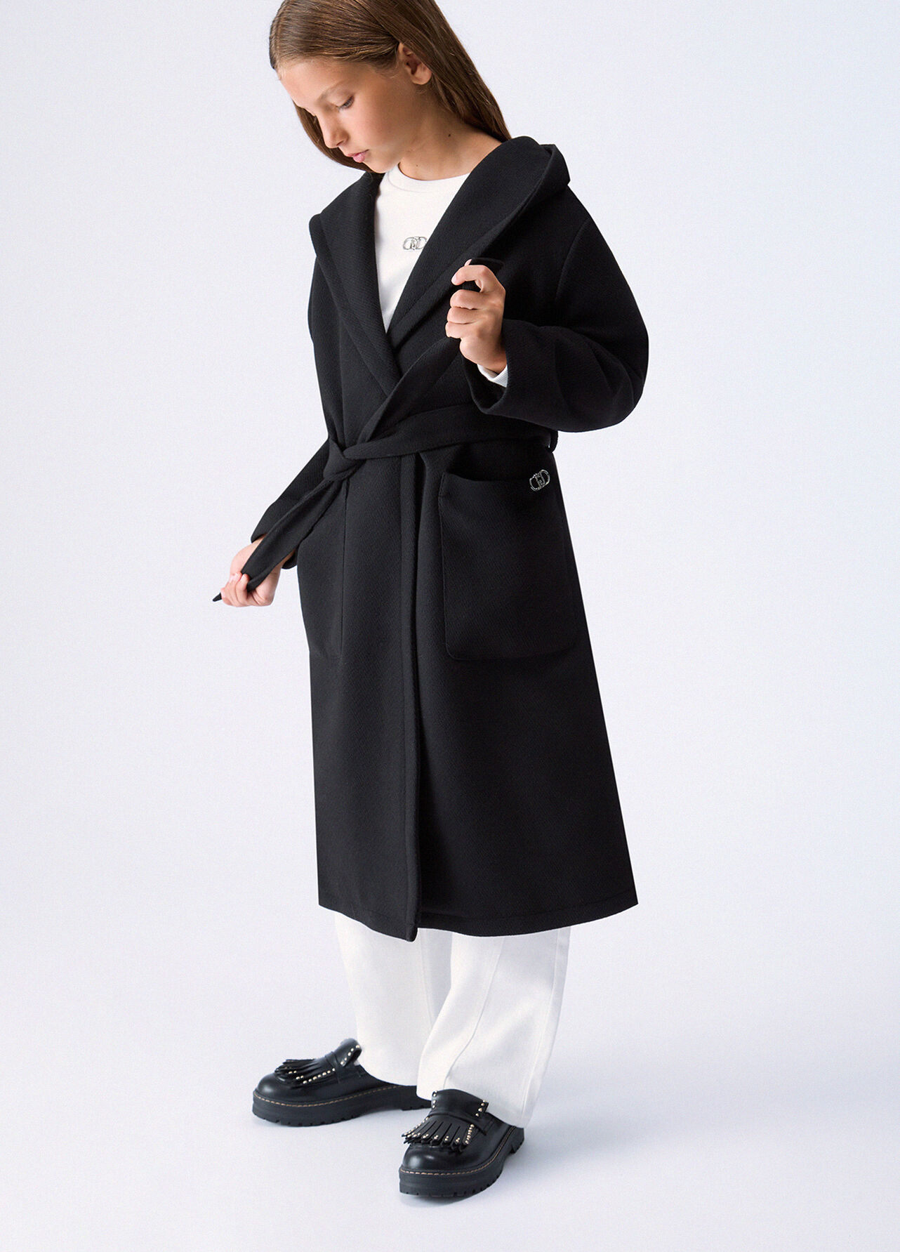 Cappotto lungo con cappuccio - BLACK