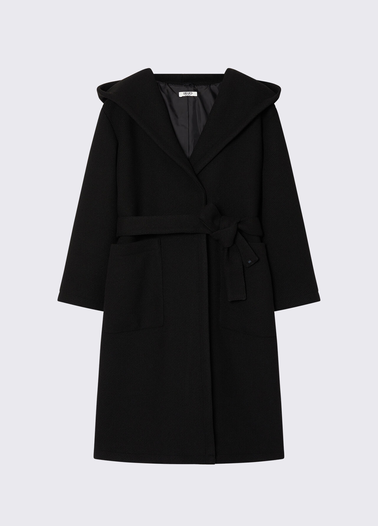 Cappotto lungo con cappuccio - BLACK