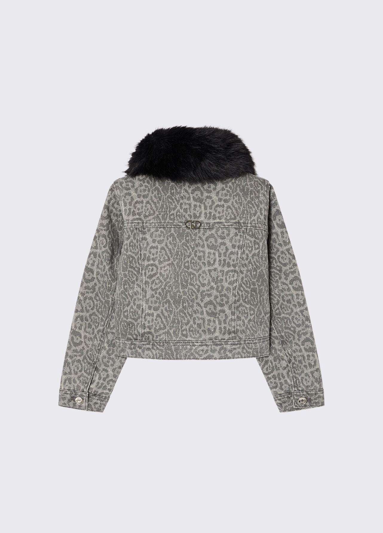 Giacca animalier con colletto teddy - GREY ANIMAL PRINT