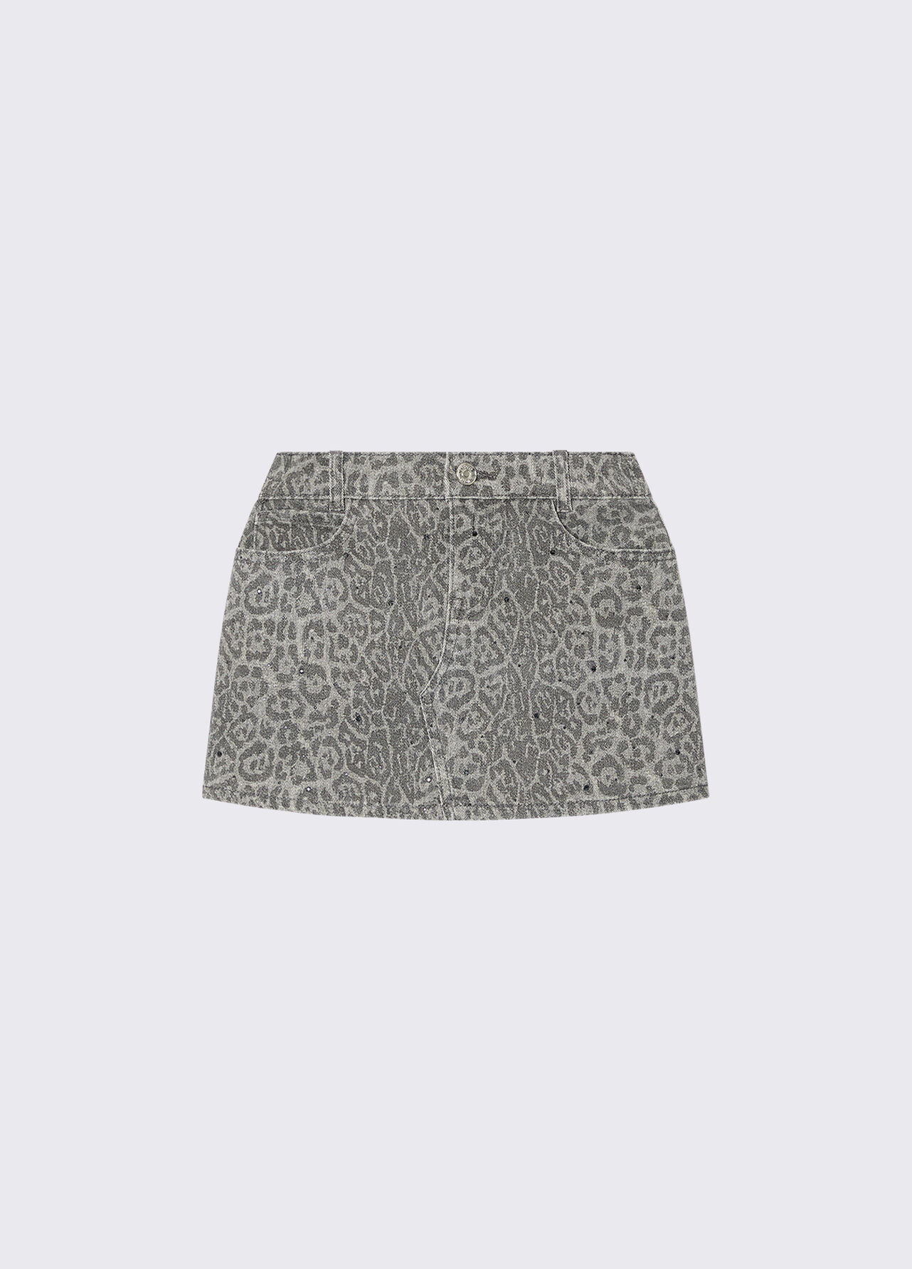 Minigonna animalier con strass - GREY ANIMAL PRINT