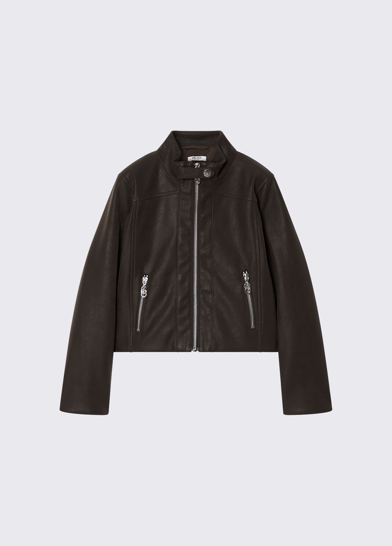 Giacca biker in tessuto spalmato - DARK BROWN