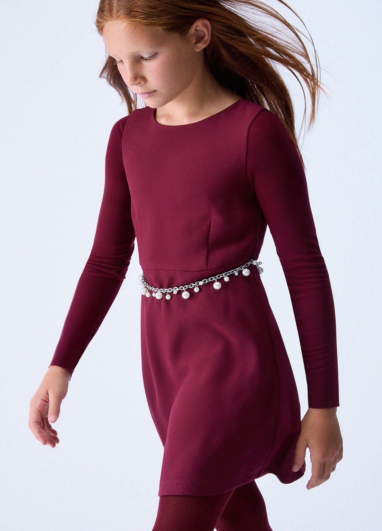 Abito corto in envers satin - DARK RED