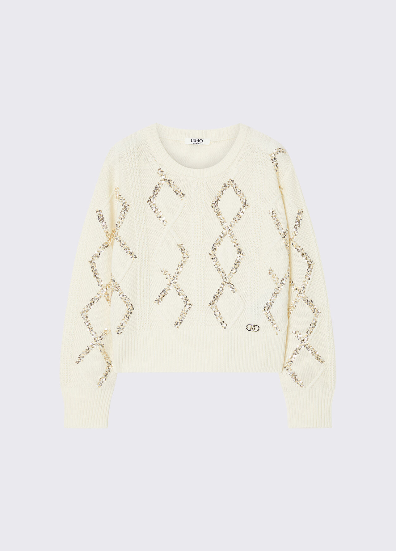 Maglia in lana con paillettes - WHITE