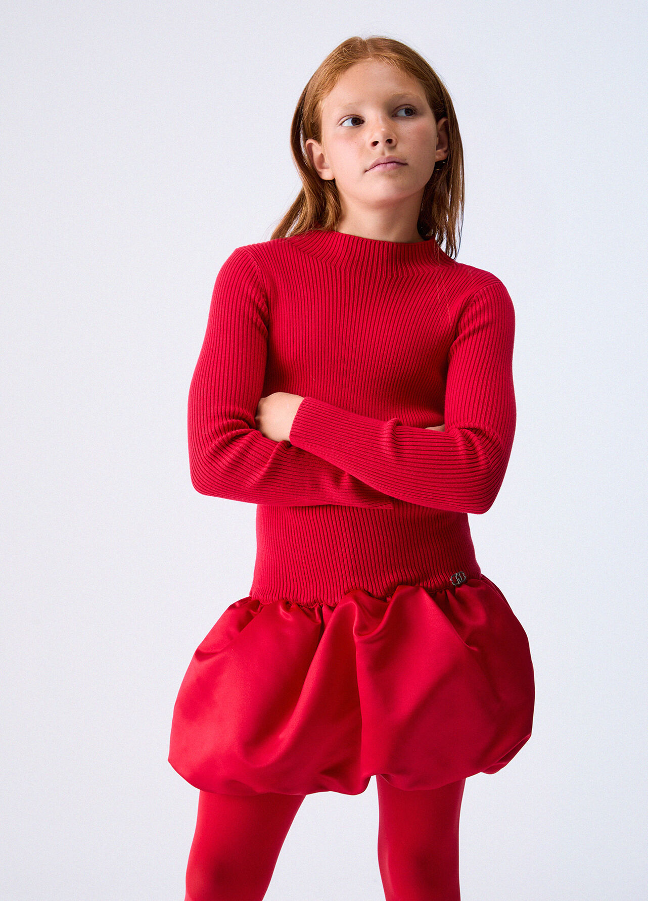Abito corto in maglia - RED