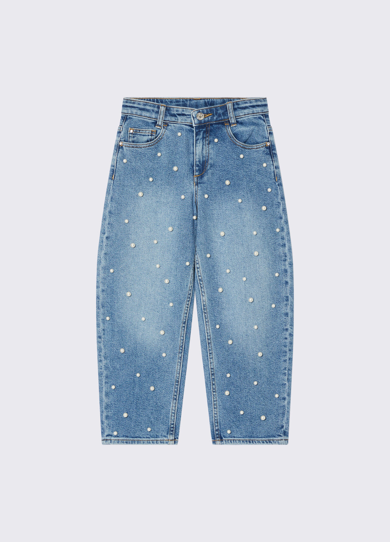 Pantaloni balloon con applicazioni - BLUE DENIM