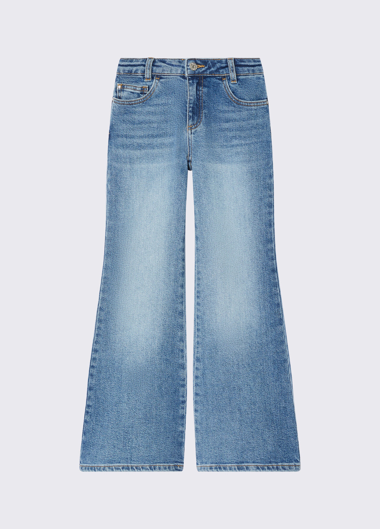 Jeans flare con dettagli used - BLUE DENIM