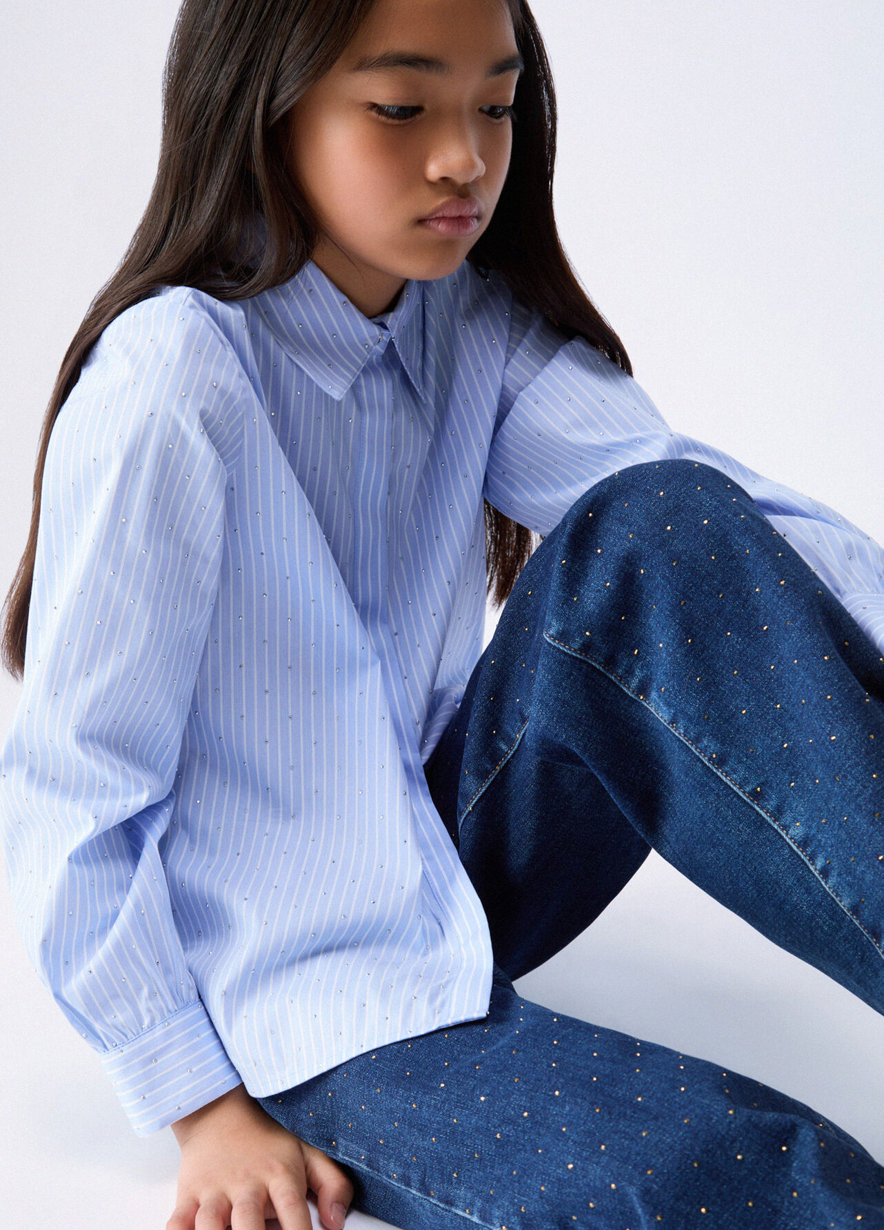 Jeans straight con applicazioni - DARK BLUE DENIM