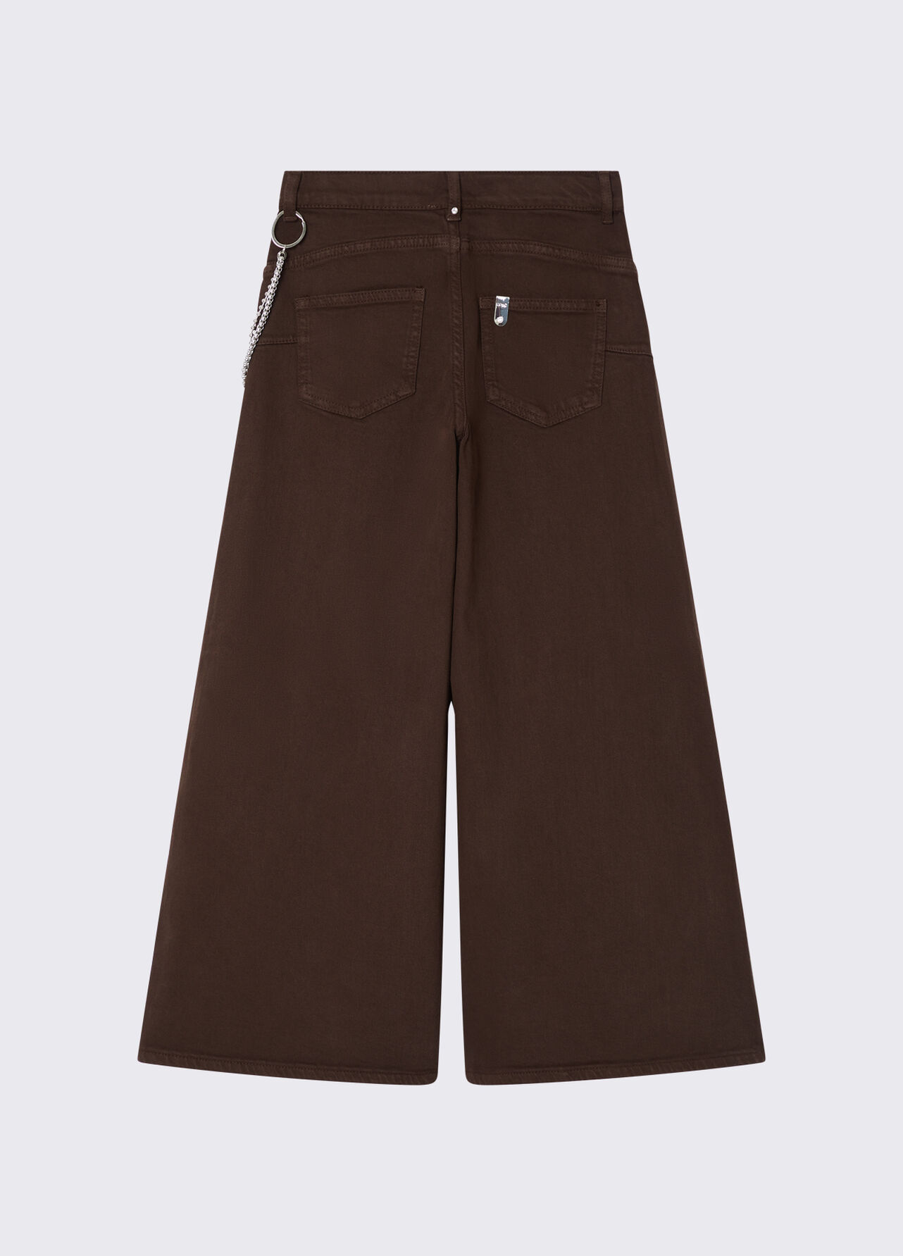Pantaloni wide leg con catena - CHOCOLATE BROWN