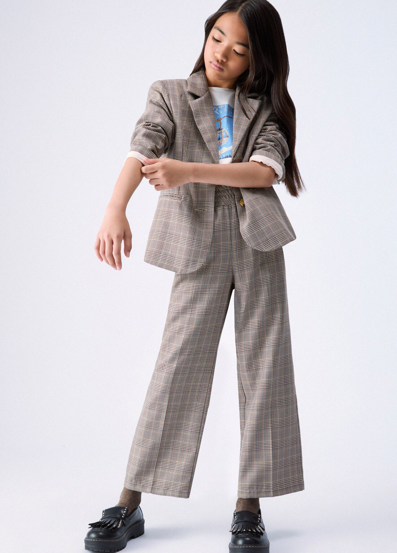 Pantaloni straight in principe di galles - CHECK
